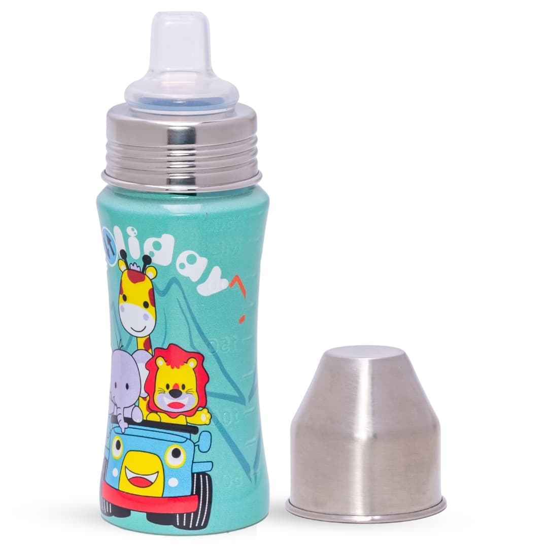 Adore BETA Premium Printed Stainless Steel Soft Spout Sipper with Hood- Holiday Safari 250ml