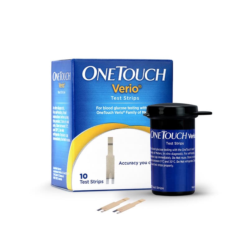 OneTouch Verio® Test Strips | Pack of 10 Strips | Blood Sugar Test Machine Testing Strips | Global Iconic Brand | For use with OneTouch Verio Flex Glucometer