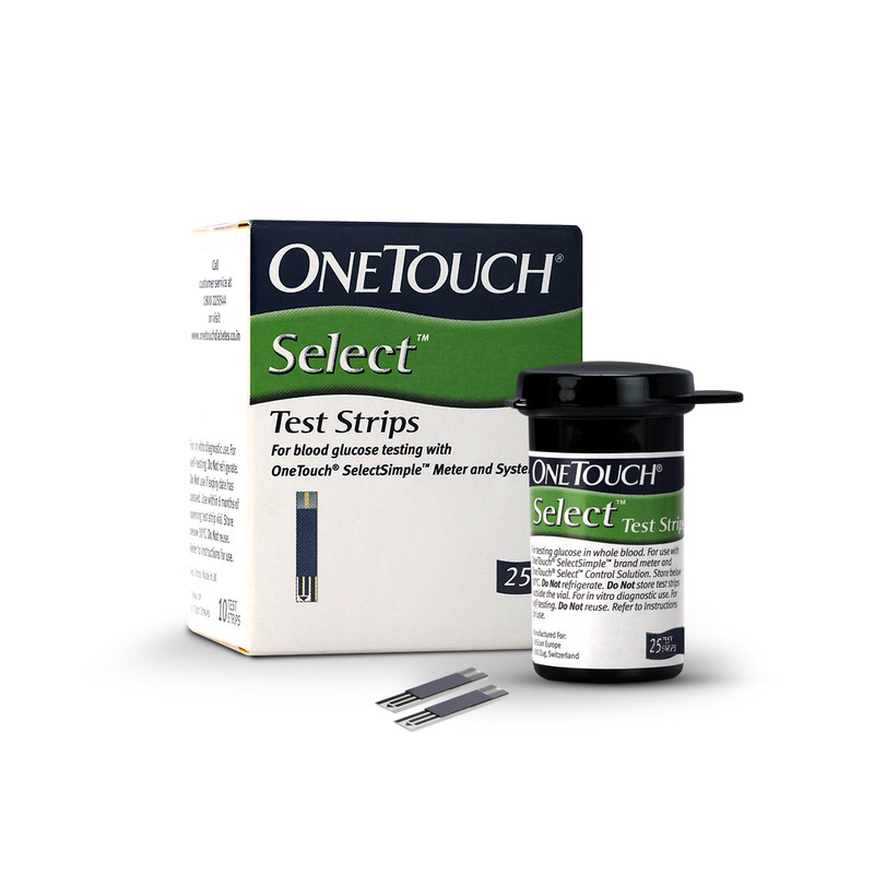 OneTouch Select Test Strips | Pack of 25 Strips | Blood Sugar Test Machine Testing Strips | Global Iconic Brand | For use with OneTouch Select Simple Glucometer