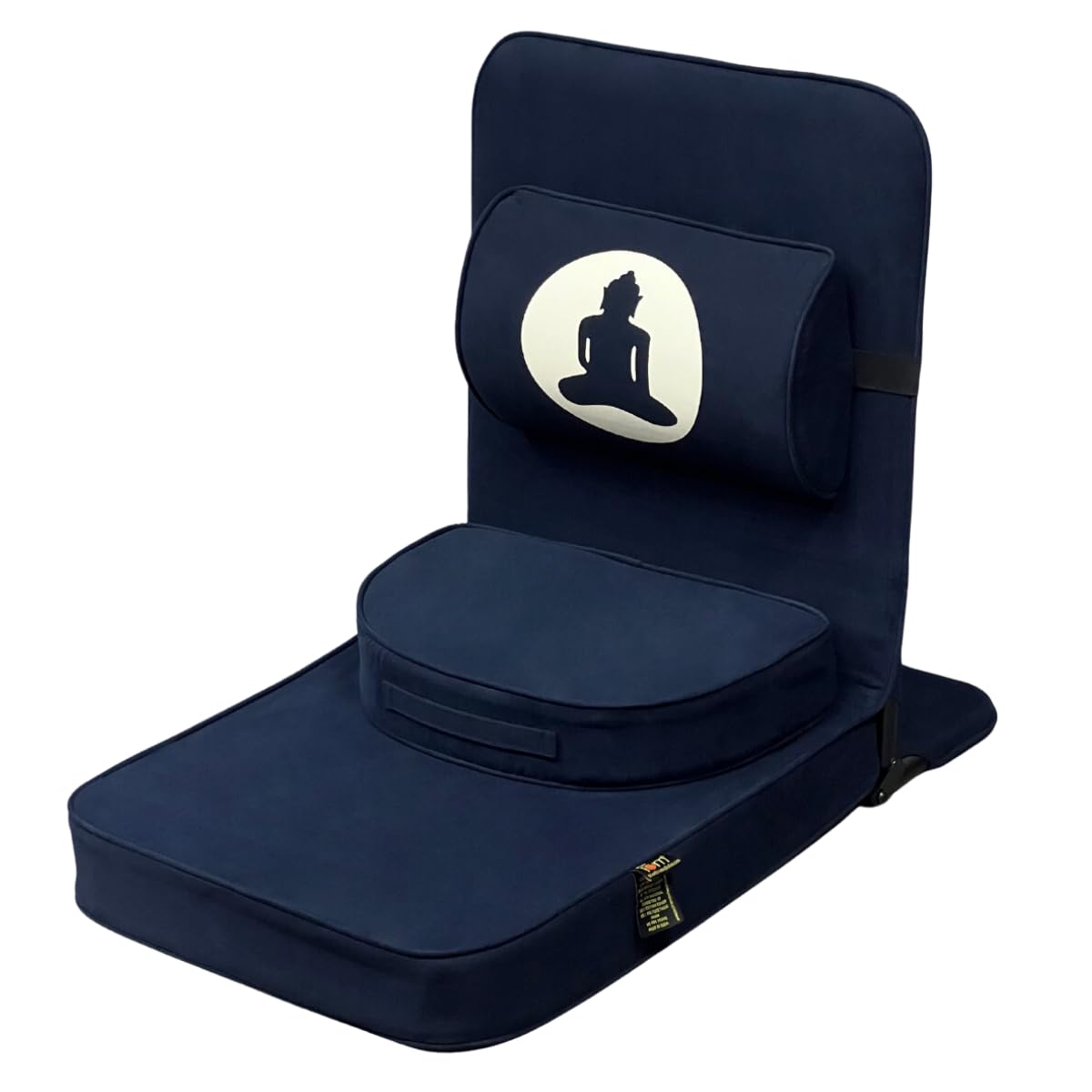 Friends of Meditation Large Relaxing Buddha Meditation Chair with Back Support Cushion (100% Cotton, Navy, Seat Size: 21x18 inches)