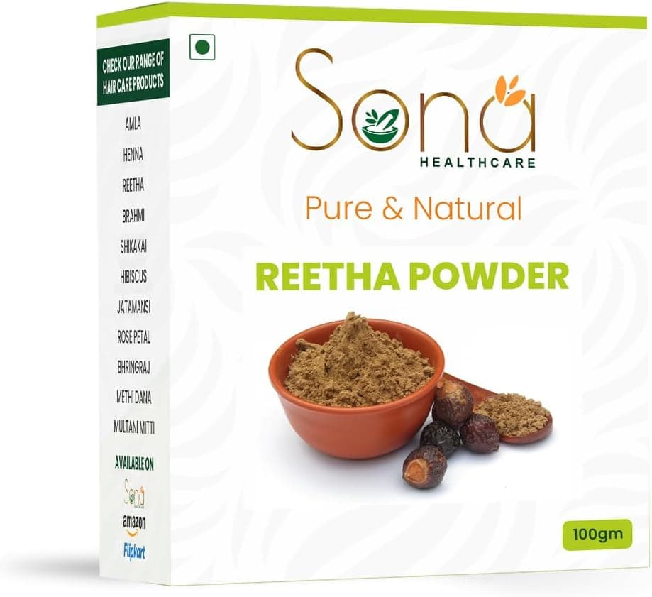 Sona Healthcare Natural 100% Pure Organic Aritha/Reetha Powder, 100 g, For Face, Skin & Hair Care