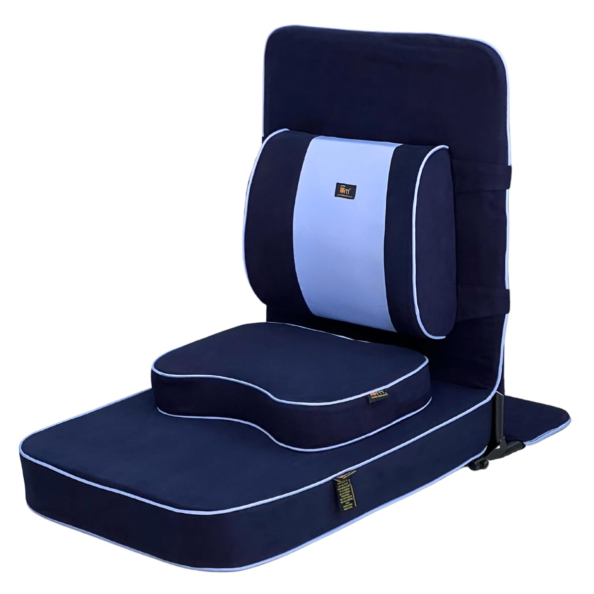 Friends of Meditation ® Extra Large Relaxing Buddha Meditation and Yoga Chair with backsupport and meditation block (Navy)