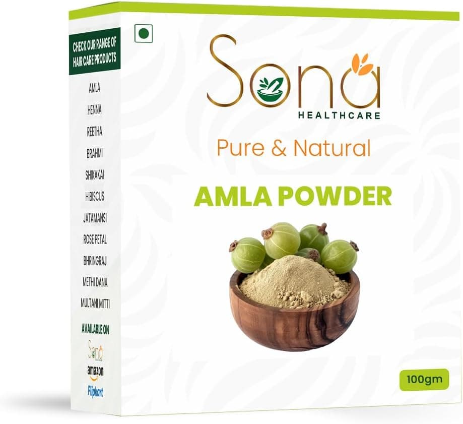 Sona Healthcare Premium Amla Indian Gooseberry Powder (100gm)|Hair Nourishment | Repair Damage Hair & Skin Care|dry