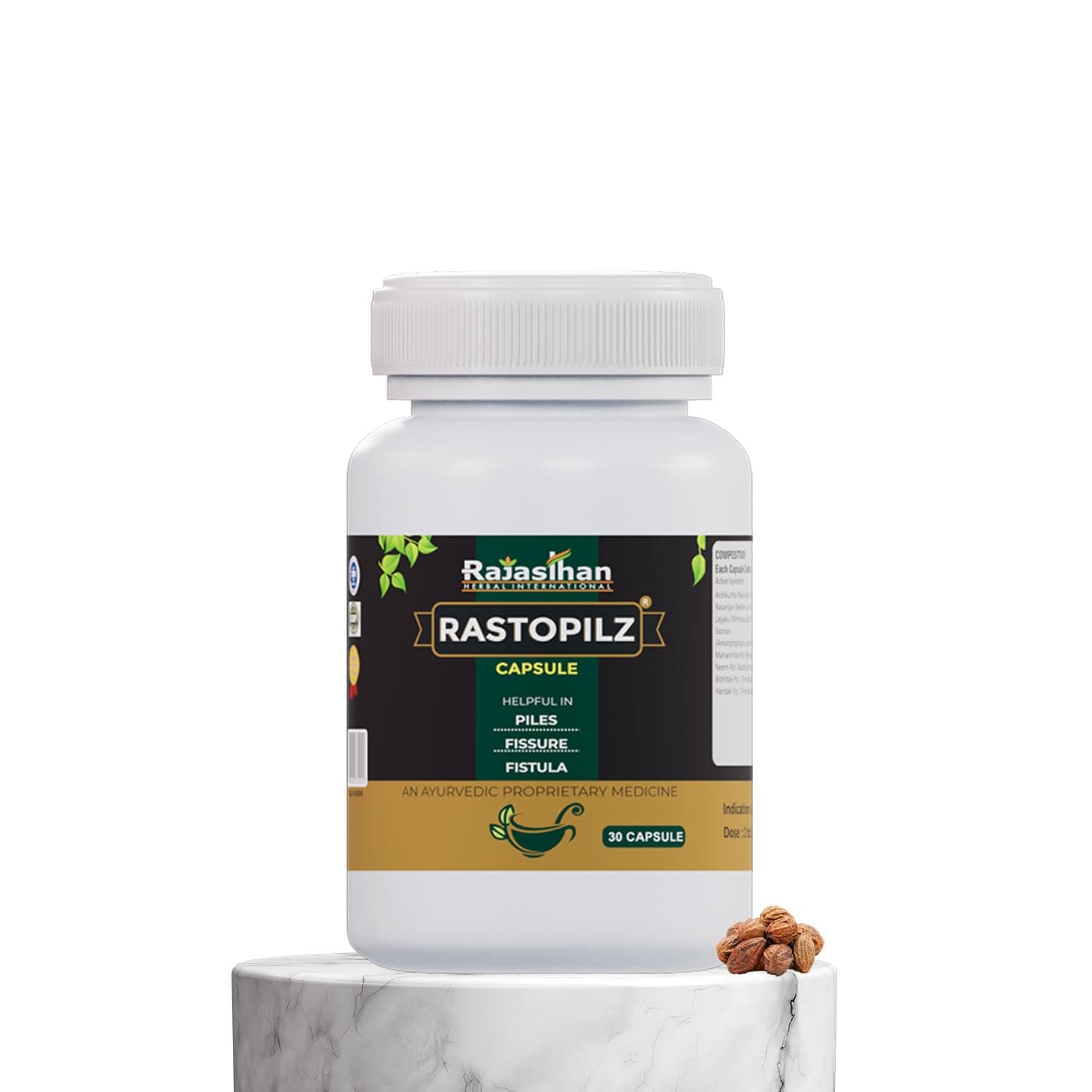 RASTOPILZ Capsules by Rajasthan Aushdhalaya - 30 Capsules | Piles, Fissure & Fistula