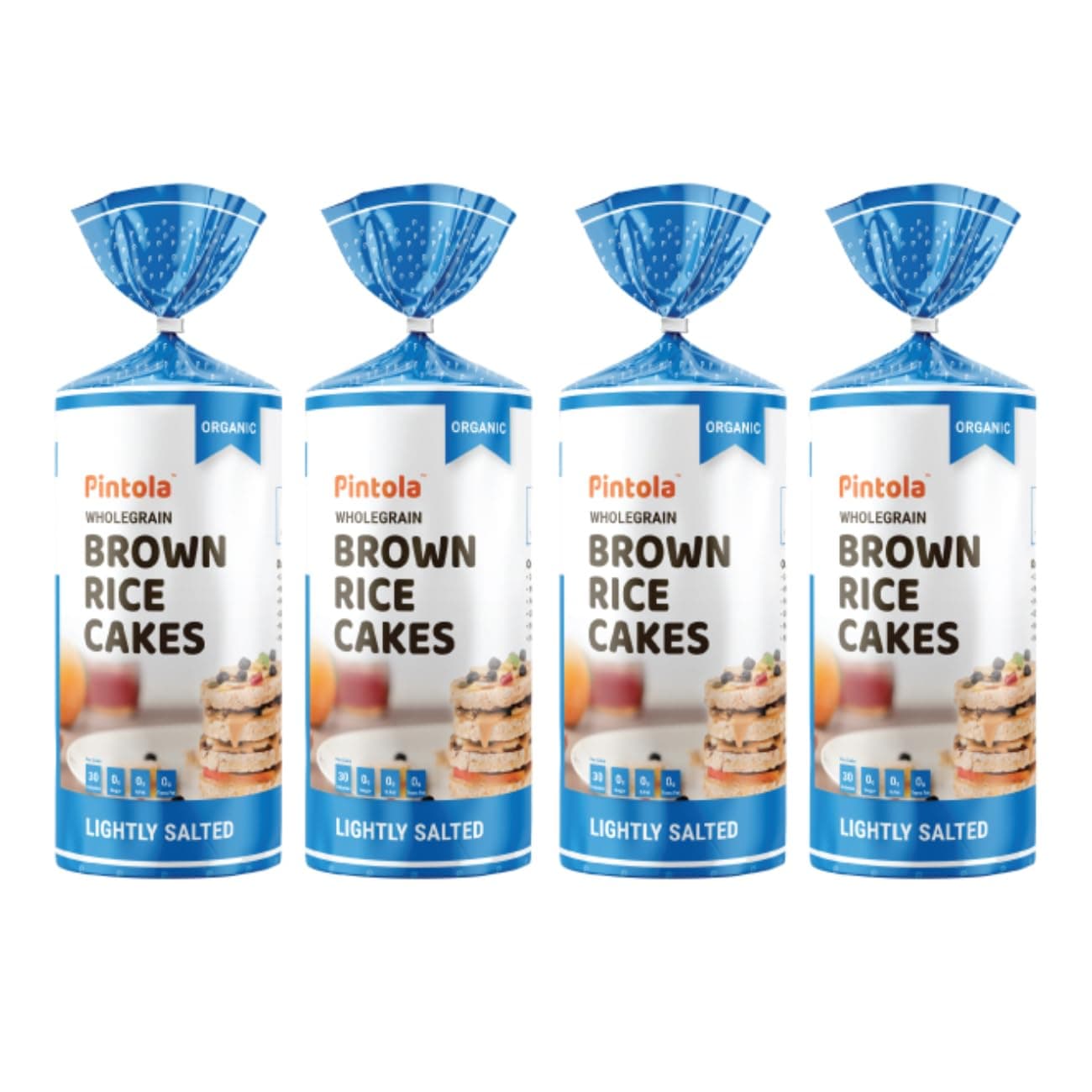 Pintola Organic Wholegrain Brown Rice Cakes - All Natural (Lightly salted, Pack of 4) (130 g x 4) | All Natural | 9 Wholegrain | No Cholesterol |Low Fat|Soy and Yeast Free|Only 30 Calories Per Cake
