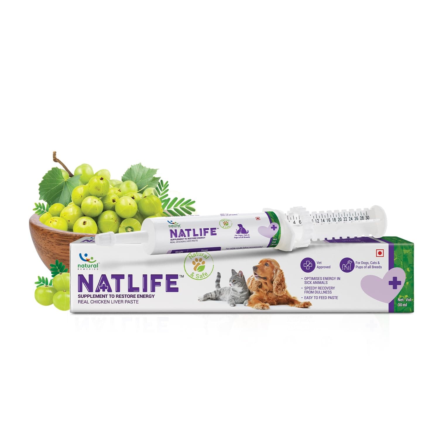 Natural Remedies Natlife Energy Restore Supplement for Dull & Sick Pets,Immune Support for Dogs, Cats - 30ml