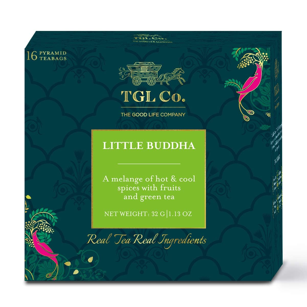 TGL Co. Little Buddha Green Tea (16 Tea Bags) | Anti-Aging Benefits | Detoxifying & Cleansing | Soothes Indigestion | Refreshing & Rejuvenating Blend