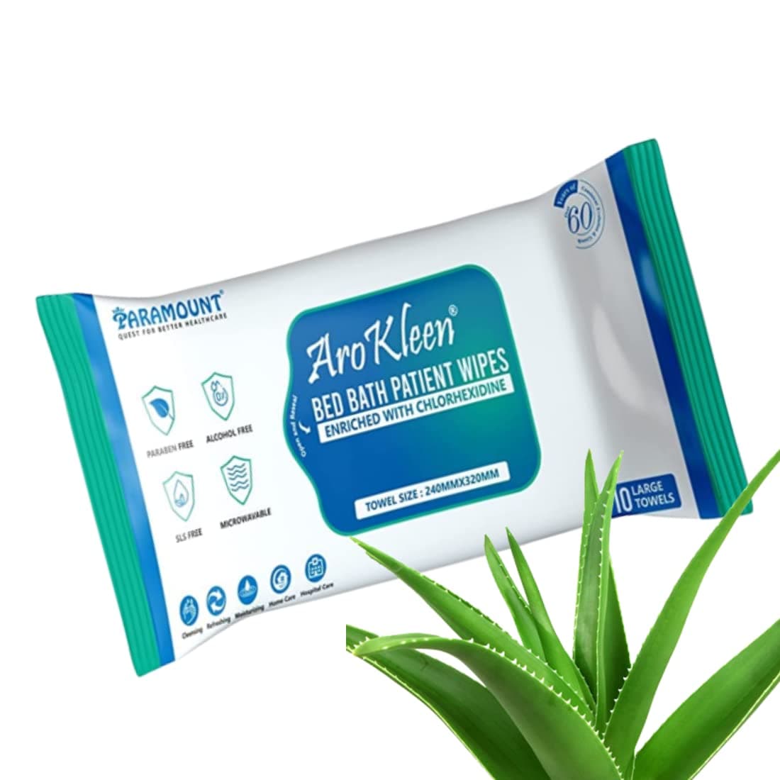 AROKLEEN Bed Bath Patient Wipes for Adult with Aloe Vera Enrichment Gentle Care for Skin, pH-Balanced, Paraben-Free, Alcohol-Free Large Size Adult Wet Wipes Pack of 1