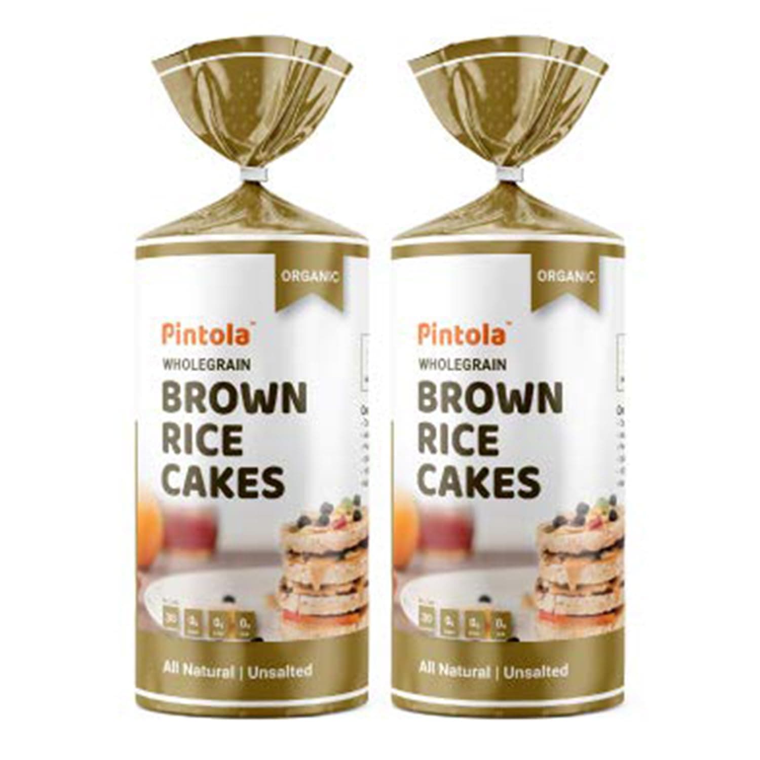 Pintola Organic Wholegrain Brown Rice Cakes - All Natural (Unsalted, Pack of 2) (130 g x 2)