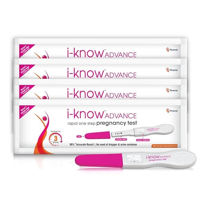i-Know Advance Mid Stream Pregnancy Test Kit | Rapid One Step Home based Midstream Urine Pregnancy Test | Accurate Result in 3 mins | HcG Test Kit | Pack of 4