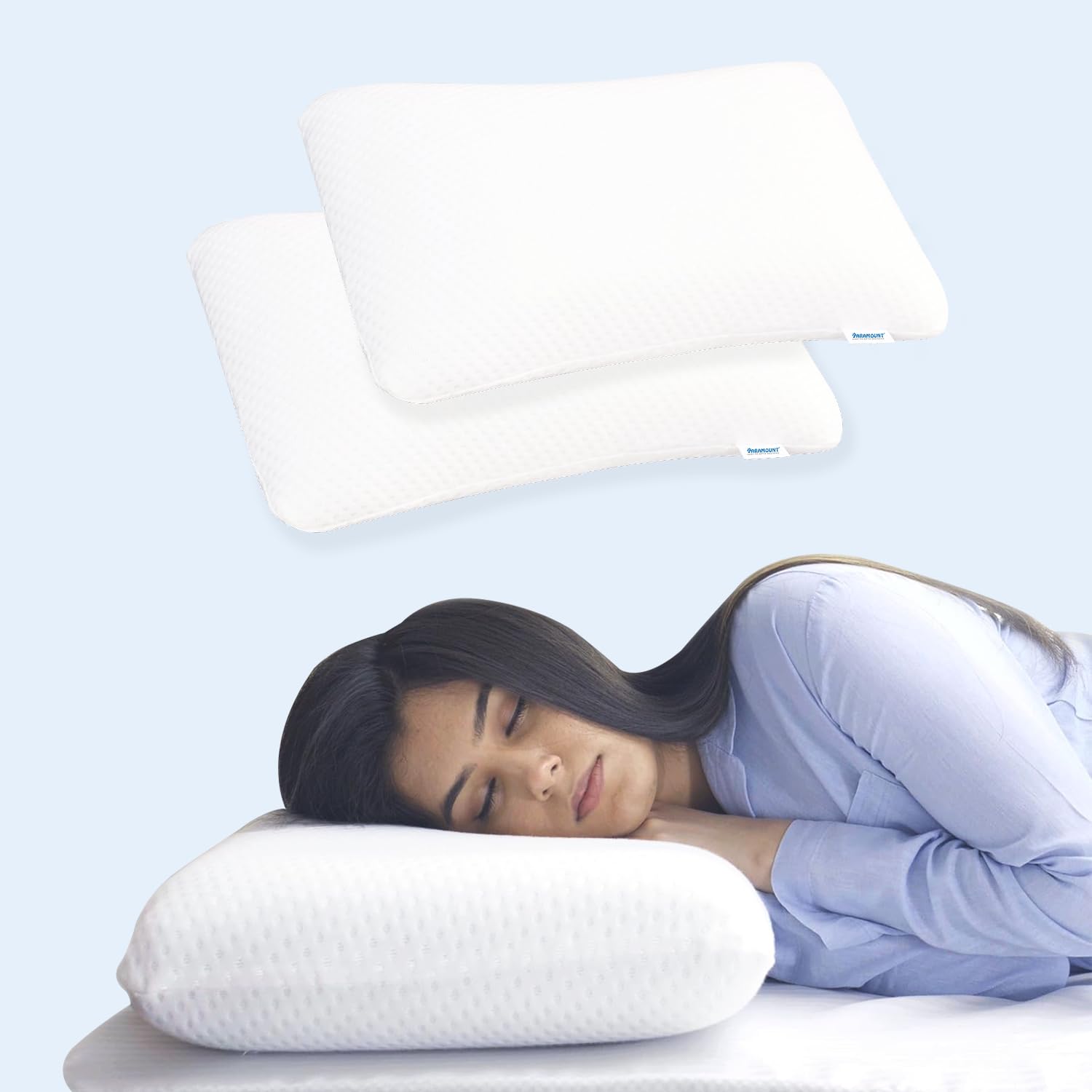Paramount Premium Memory Foam King Size Pillow for Sleeping | Cooling Gel Orthopedic Pillow | Cervical Pillow | Snoring,Neck & Shoulder Pain Relief | 58x36x11cm (2, White, 58cm L x 36cm W x 11cm)