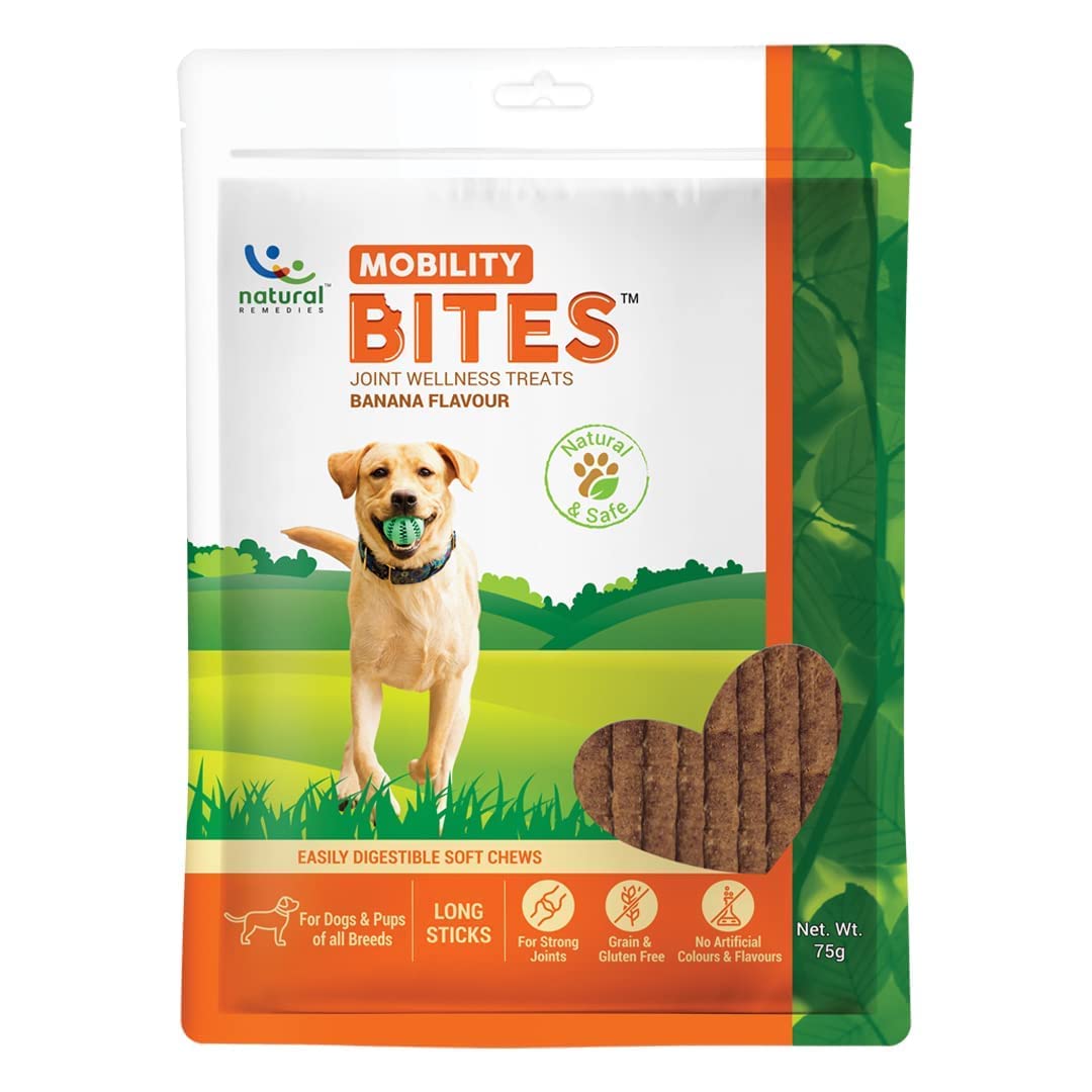Natural Remedies Mobility Bites 75g - Soft & Easily Digestible Soft Chews Long Sticks for Dogs of All Breeds