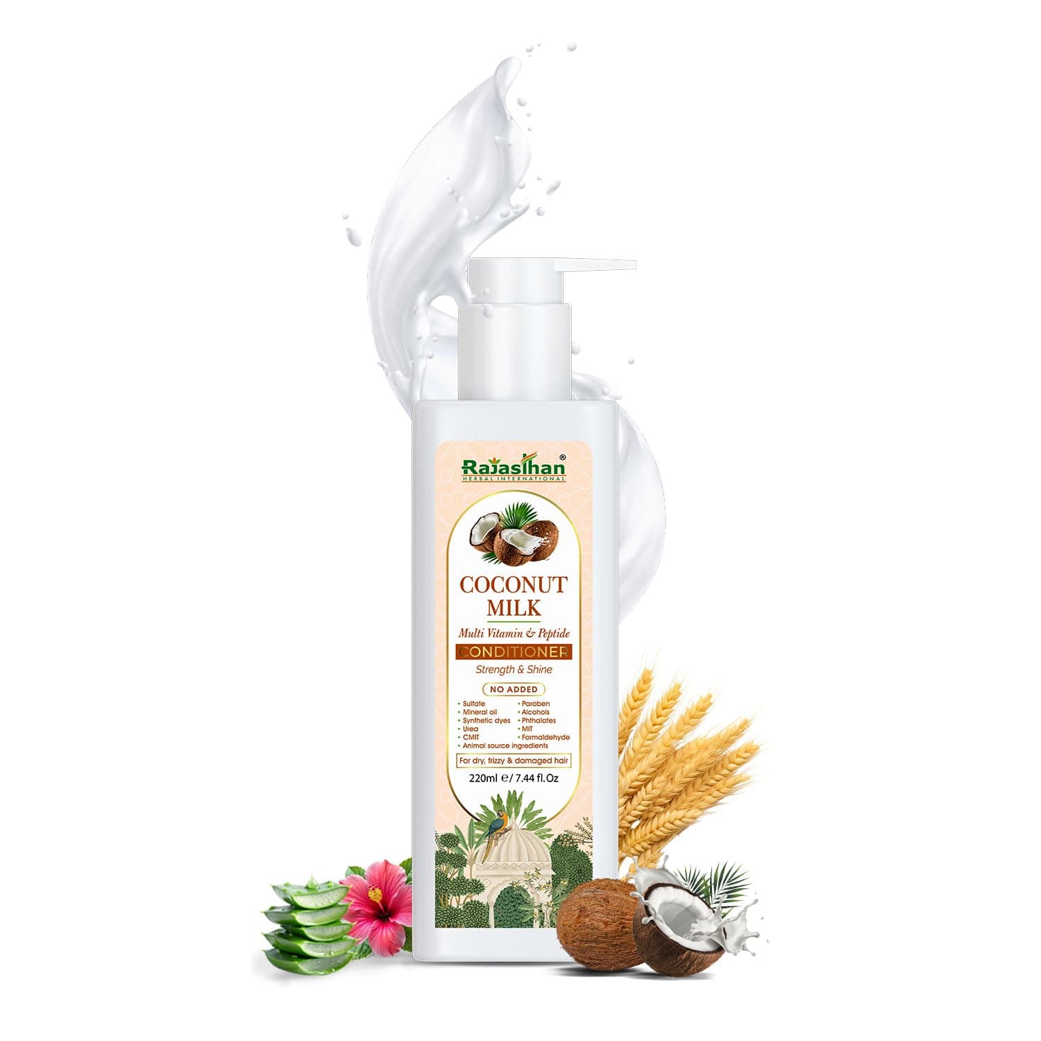 Coconut Conditioner with Coconut Milk & Peptides for Strength & Shiny Hair | No Parabens & Sulphate Hair Conditioner| Suitable for all hair types, Both for Men and Women – 220ml