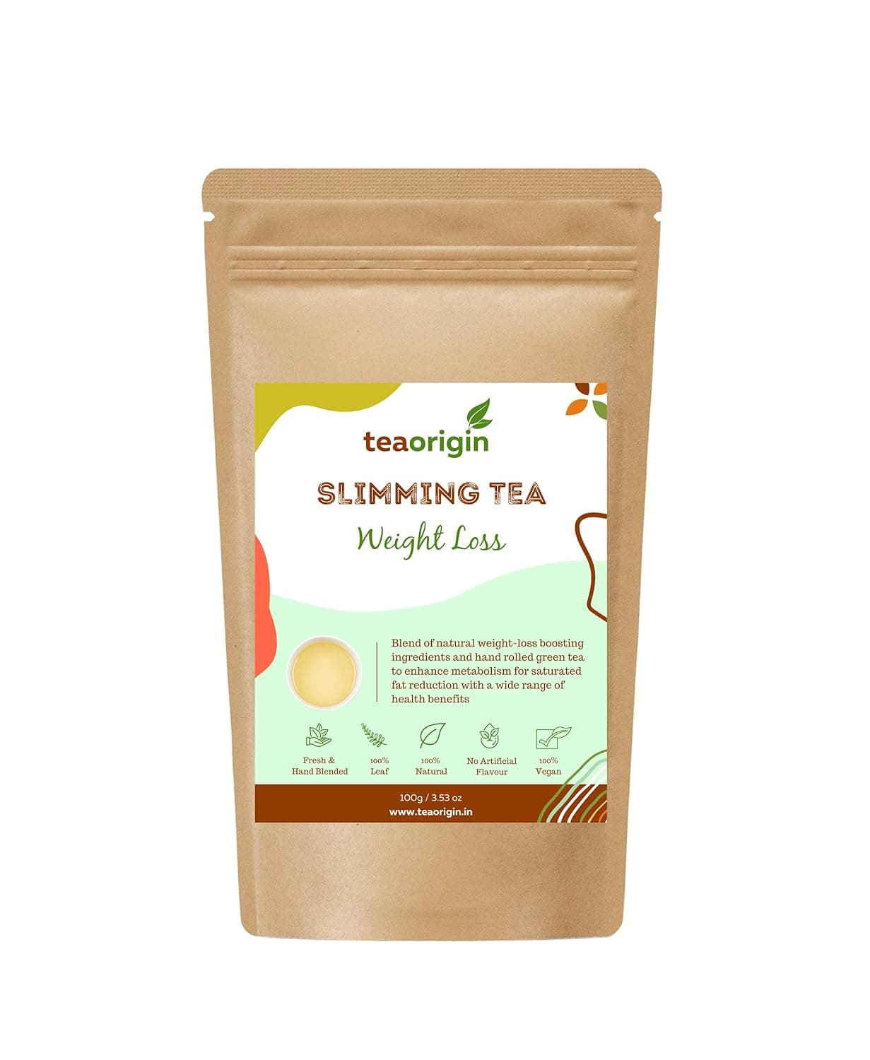 Tea Origin Slimming Tea for Weight Loss | Slimming Tea Leaves, Garcinia Cambogia, Lemongrass, Fenugreek, Black Pepper & others| Detox Tea Herbal | Loose belly fat, Lose Weight & Improve Metabolism, adds skin glow| Skin Detox Herbal Tea| 100g-50+ Cups