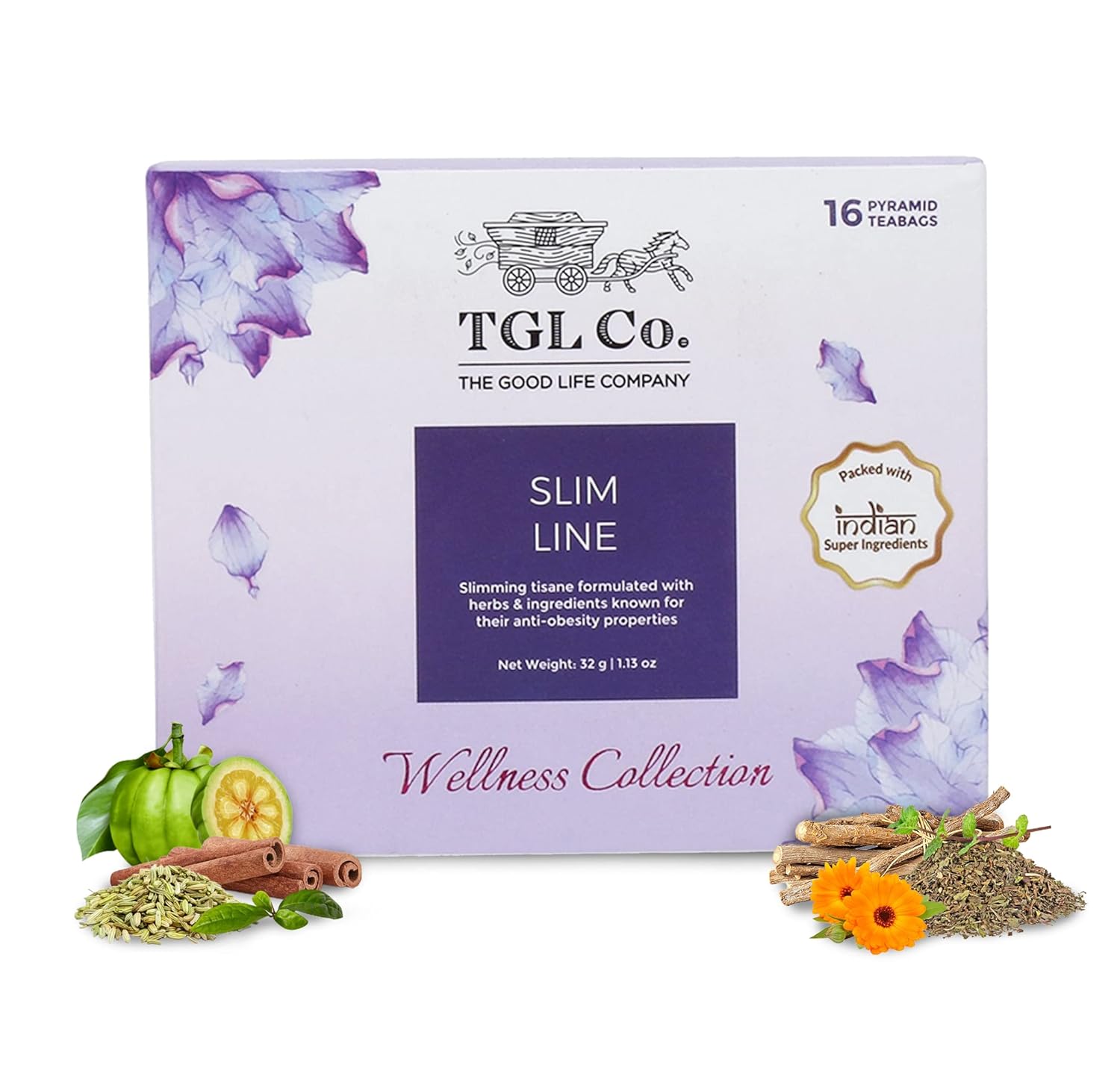 TGL Co. Slim Line Green 16 Tea Bags | Body Detox Properties | Relieves Constipation | Aids Metabolism | Supports Healthy Digestion