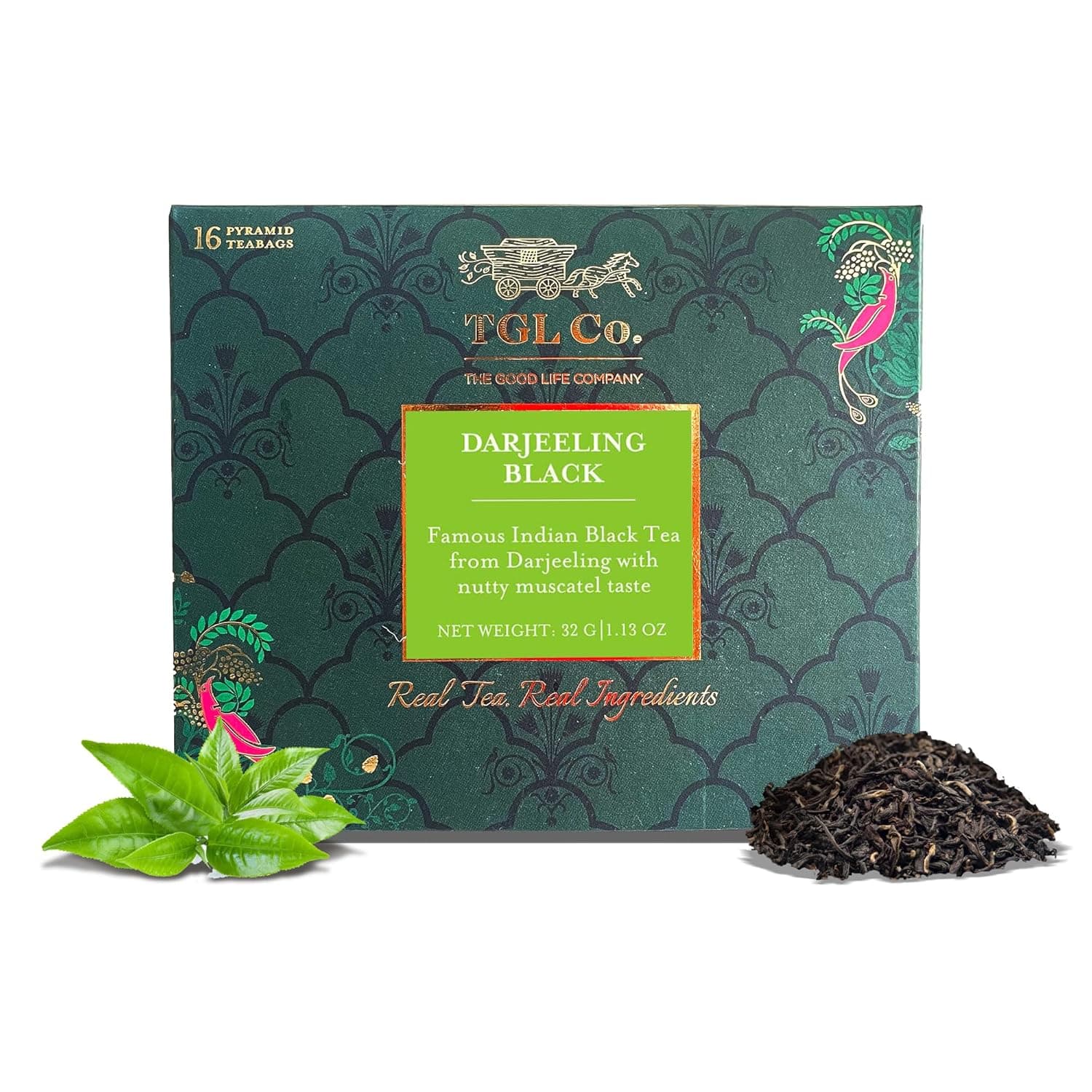 TGL Co. Darjeeling Tea (16 Tea Bags) | 100% Pure & Authentic | Antioxidant-Rich | Promotes Healthy Skin | Reduces Anxiety | Premium Darjeeling Long Leaf Black Tea