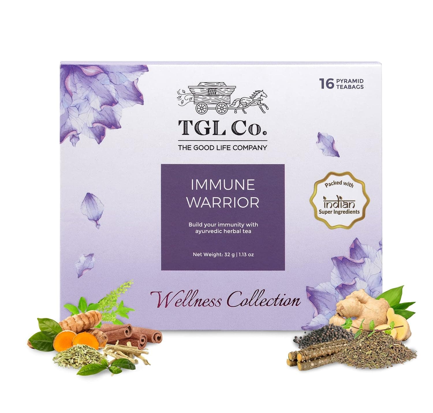 TGL Co. Immune Warrior Green Tea (16 Tea Bags) | Stress Relief & Relaxation | Immunity Booster | Supports Detox & Digestion | Antioxidant-Rich Herbal Blend