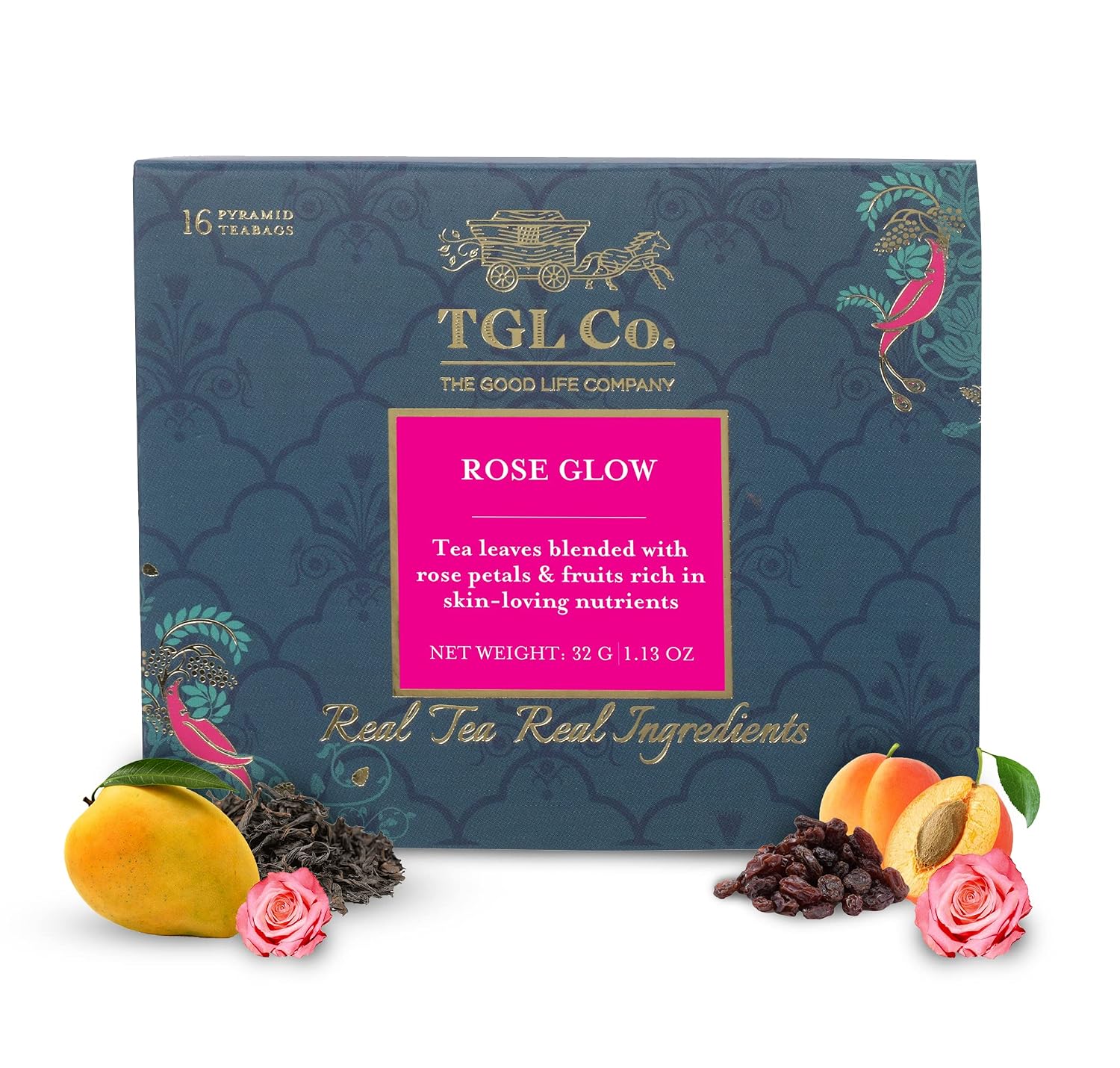 TGL Co. Rose Glow Black Tea (16 Tea Bags) | Radiant Skin & Hair | Rich in Antioxidants | Anti-Aging Benefits | Nourishes & Revitalizes | Floral & Refreshing Flavor