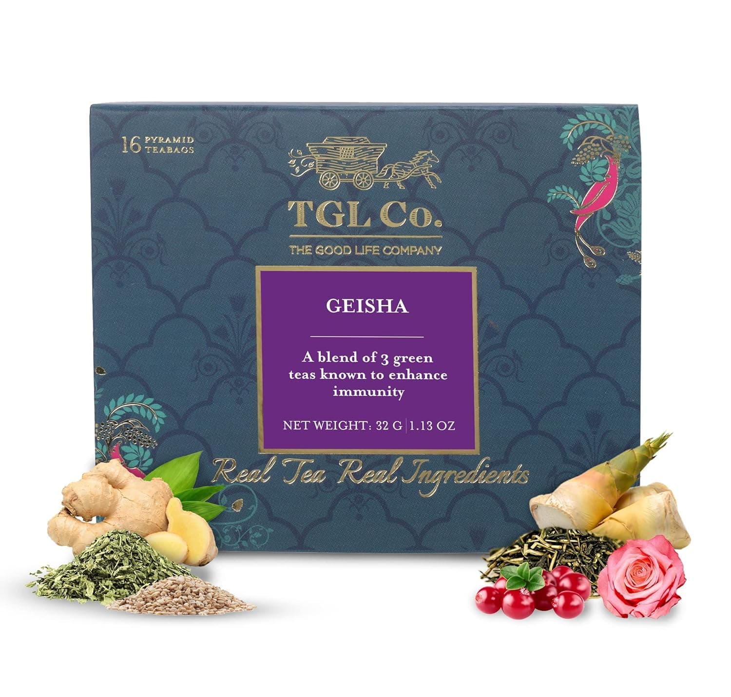TGL Co. Geisha Green Tea (16 Tea Bags) | Immunity Booster | Detox & Digestion Support | Enhances Bone Health | Refreshing & Antioxidant-Rich