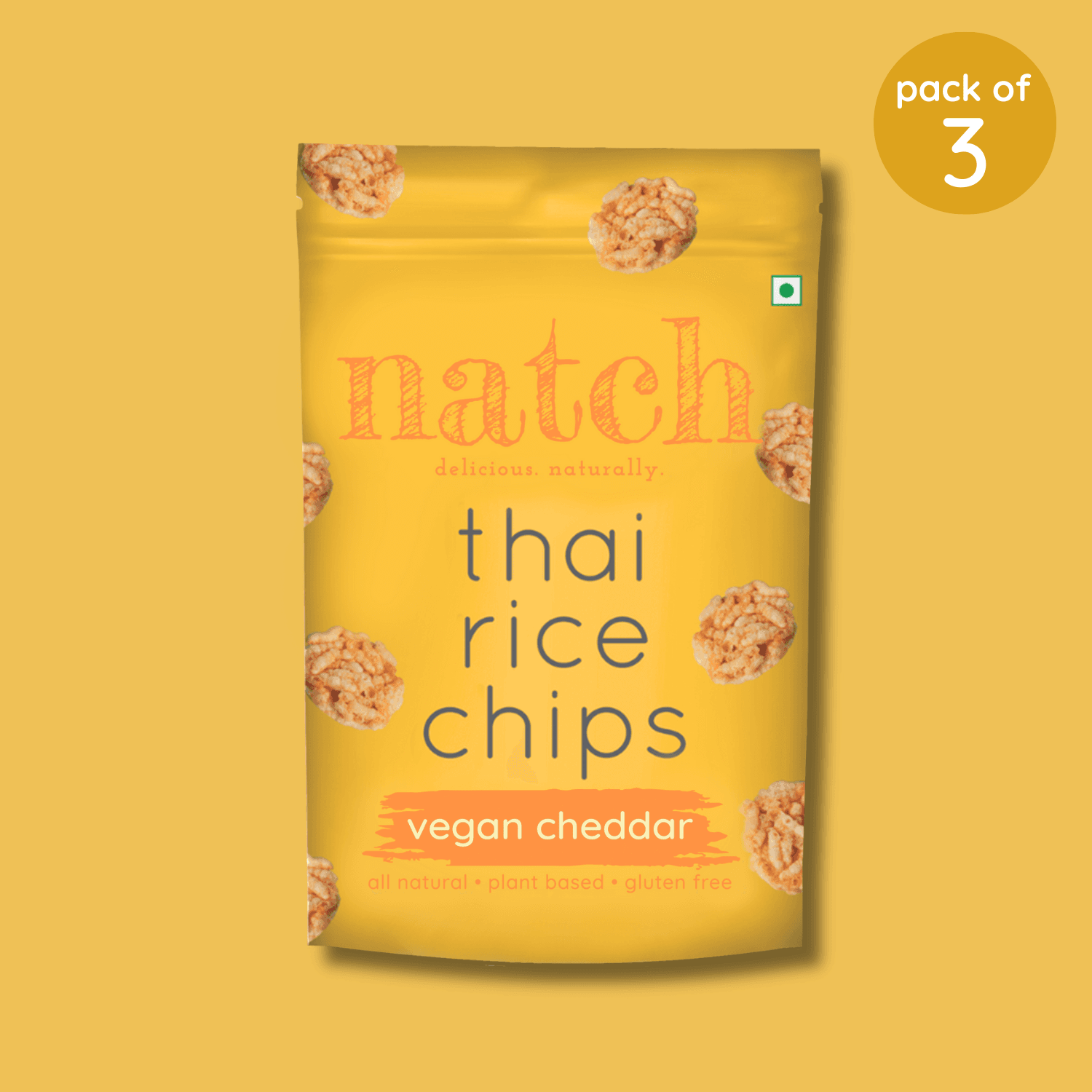 Thai Rice Chips - Vegan Cheddar  (large pack of 3 - 100g)
