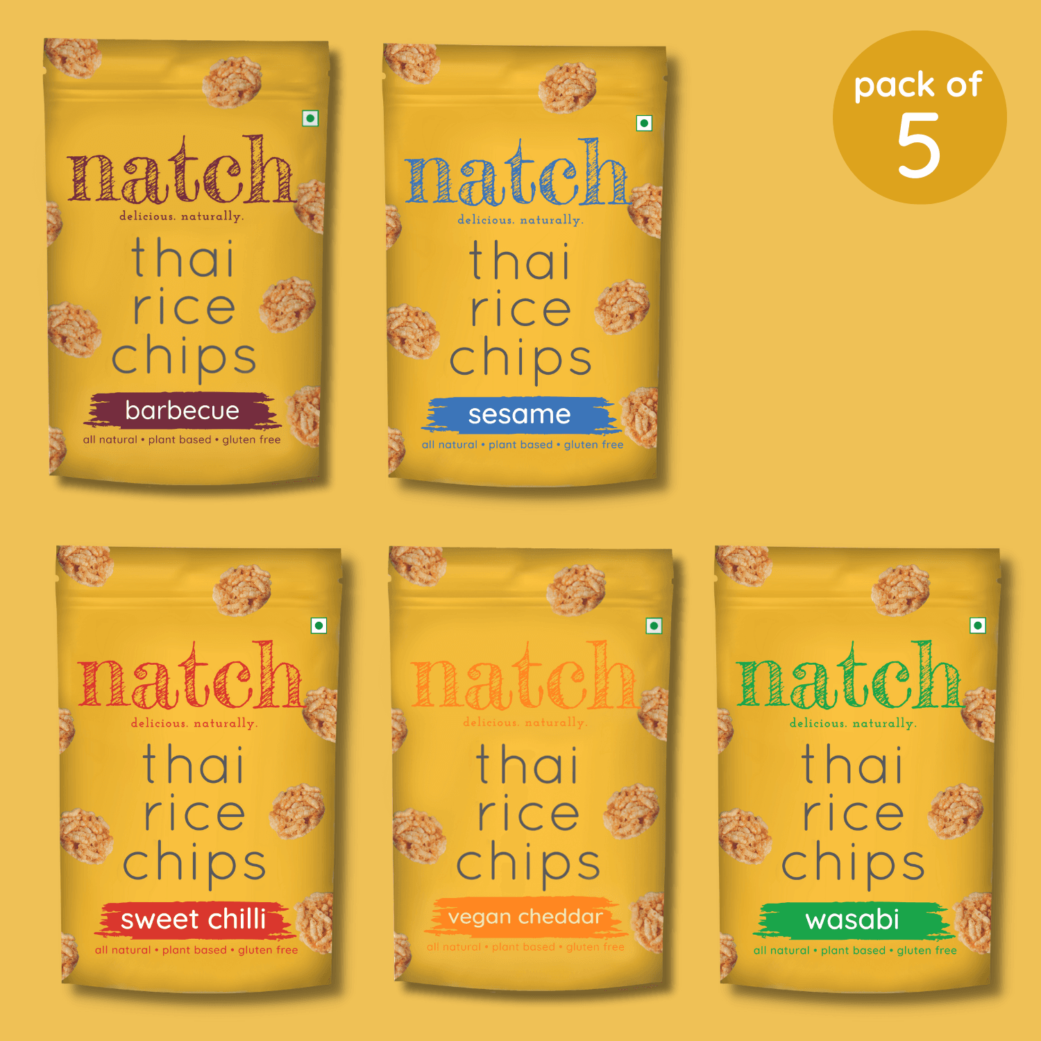 Thai Rice Chips - variety pack (large pack of 5 - 100g)