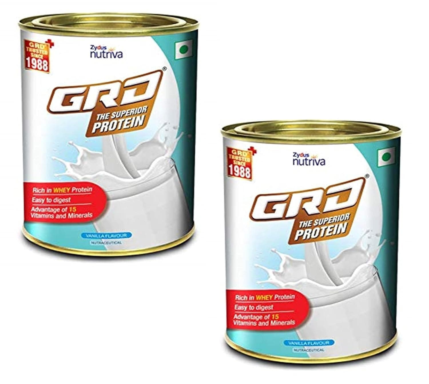 GRD Superior Protein Powder for Adults with 15 Essential Micronutrients To Support Strength, Muscle Growth & Repair and Active Life (200 g) – Vanilla (Pack of 2)