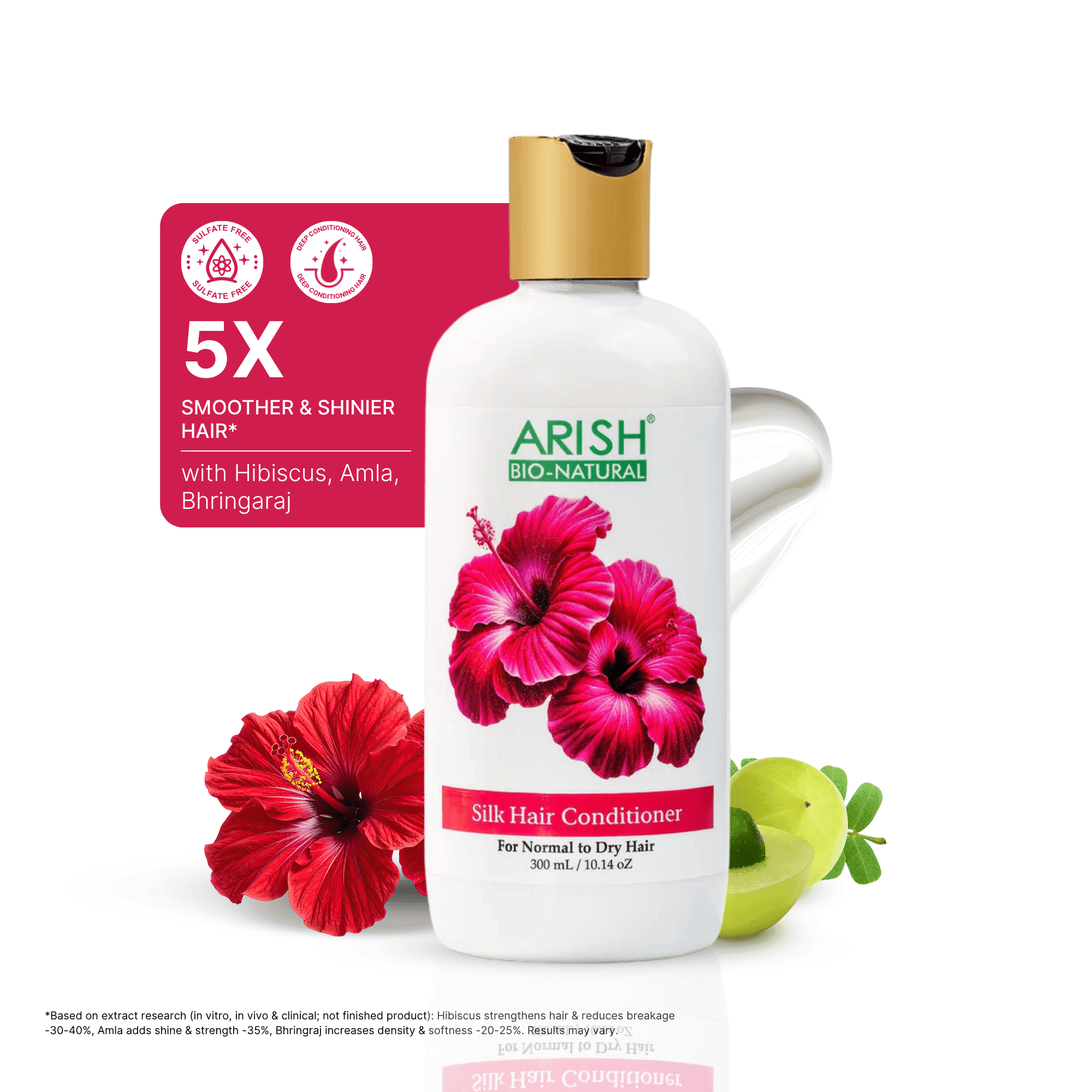 Arish Bio‑Natural Silk Hair Conditioner 300ml | Smooths, Hydrates & Detangles | Reduces Breakage, Improves Texture & Adds Shine | Ideal for Dry, Damaged or Frizzy Hair