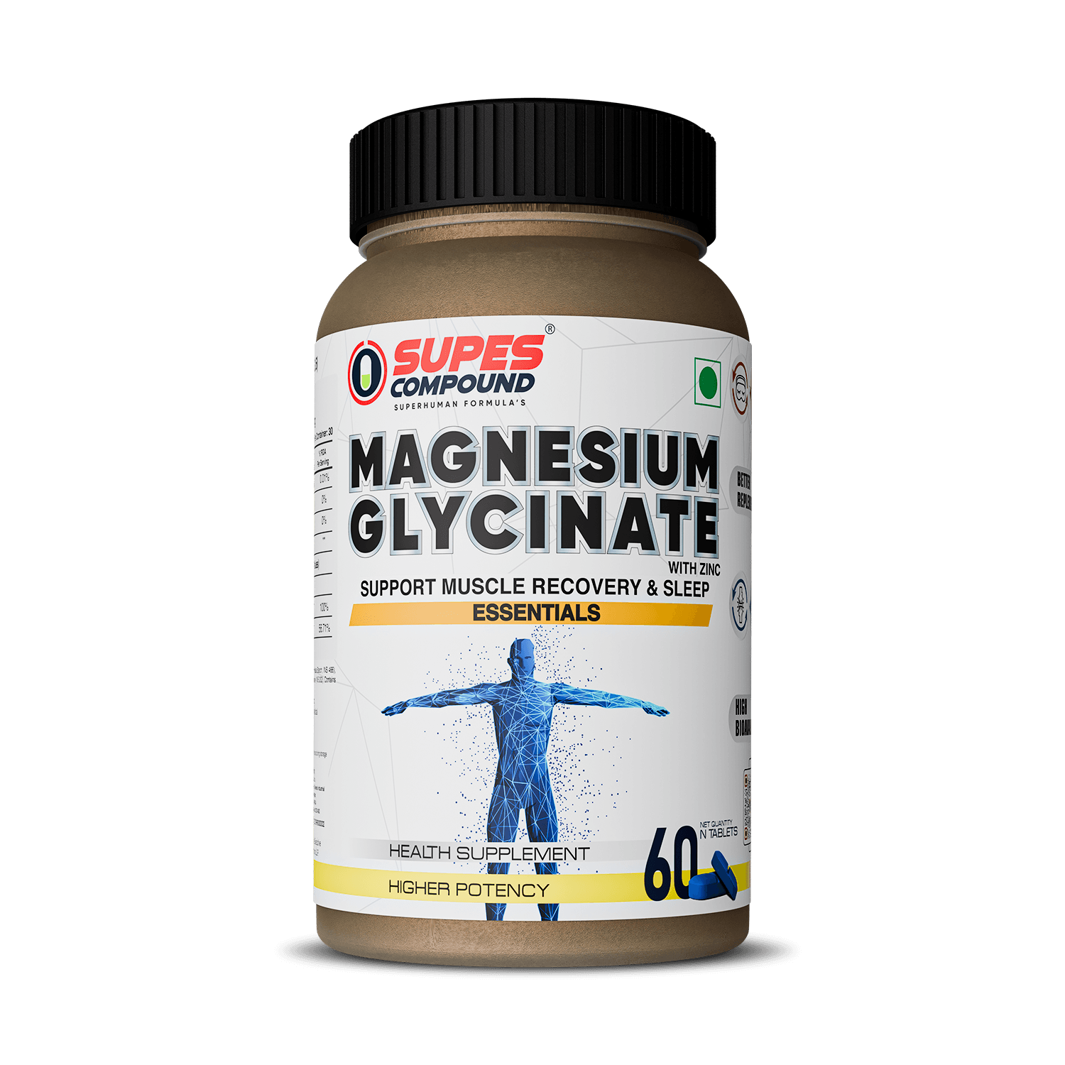 MAGNESIUM GLYCINATE - High-absorption magnesium formula for muscle recovery, sleep support, relaxation, hydration balance & overall wellness.