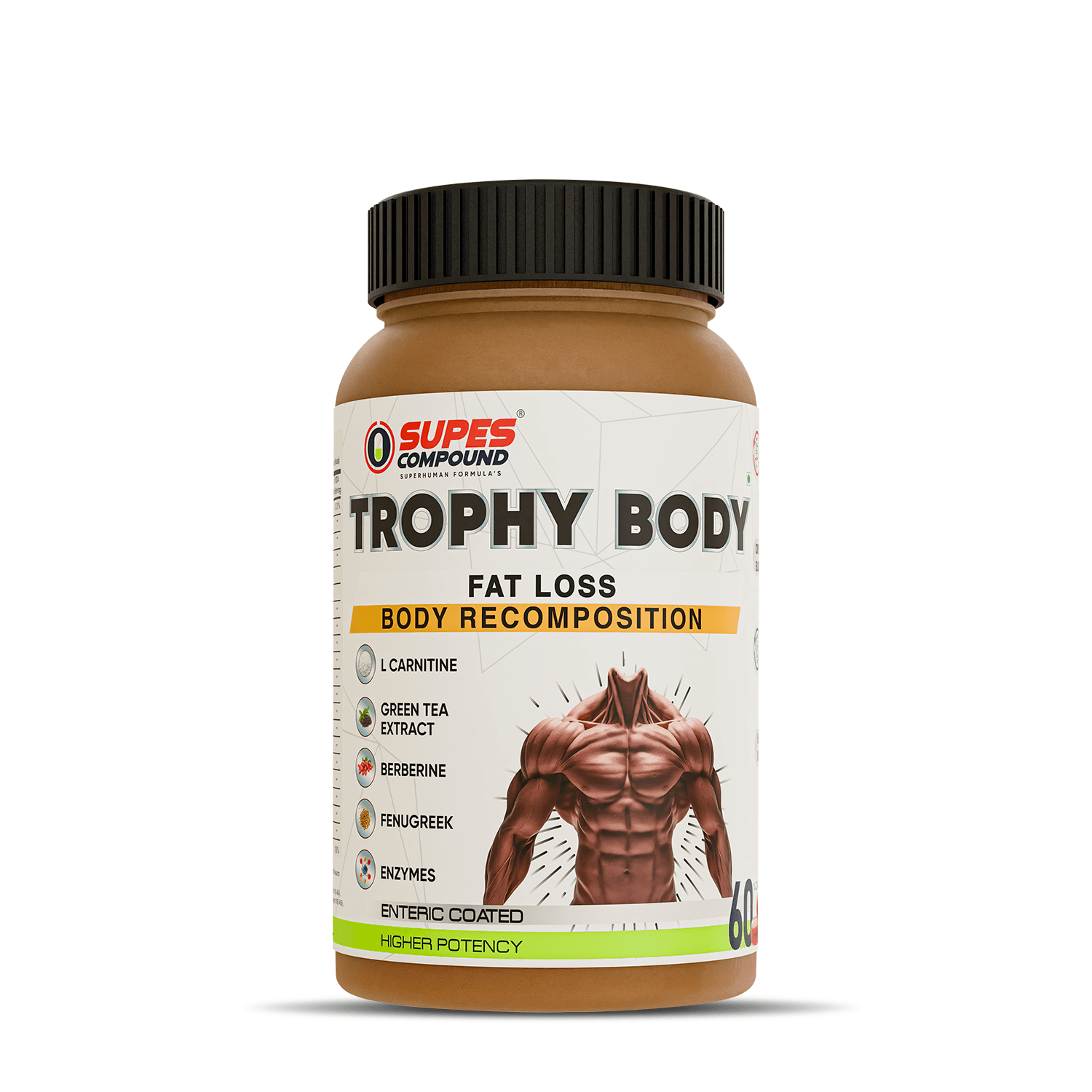 TROPHY BODY Fat Burner & Body Recompostion- Advanced thermogenic formula with L-Carnitine, Green Tea