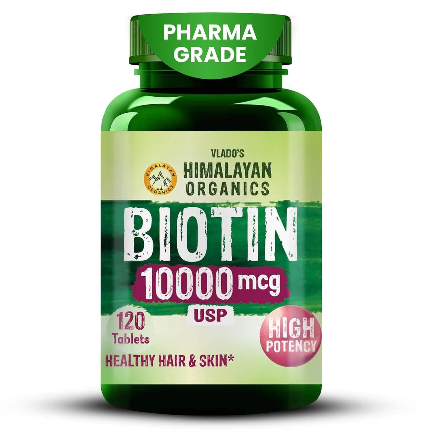 Vlado's Himalayan Organics Biotin 10000Mcg For Healthy Hair And Skin - 120 Tablets