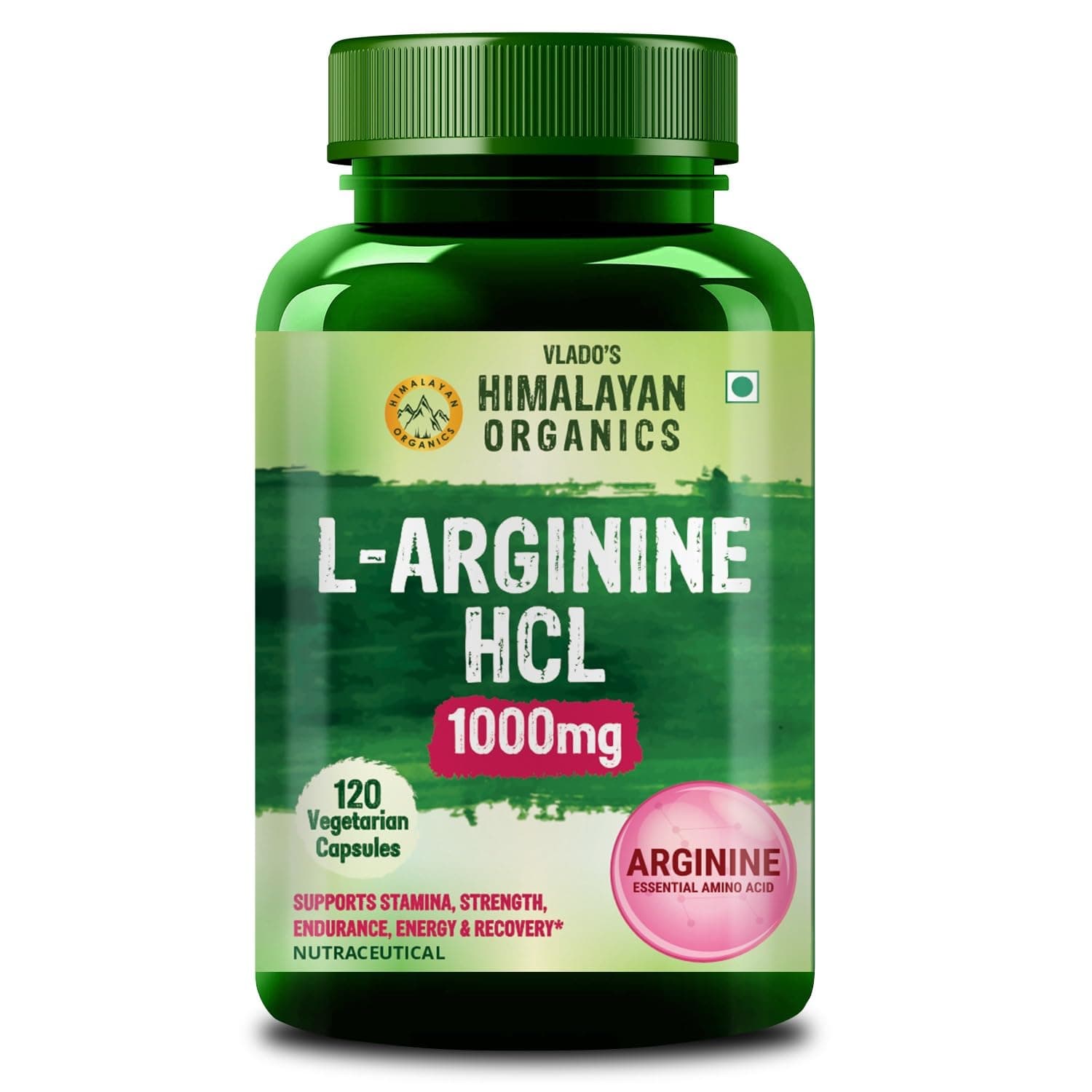 Vlado's Himalayan Organics L-Arginine 1000 mg With Chromium Picolinate Supplement | Improve Muscle Growth Boost Energy And Stamina | Good For Men And Women - 120 Veg Caps