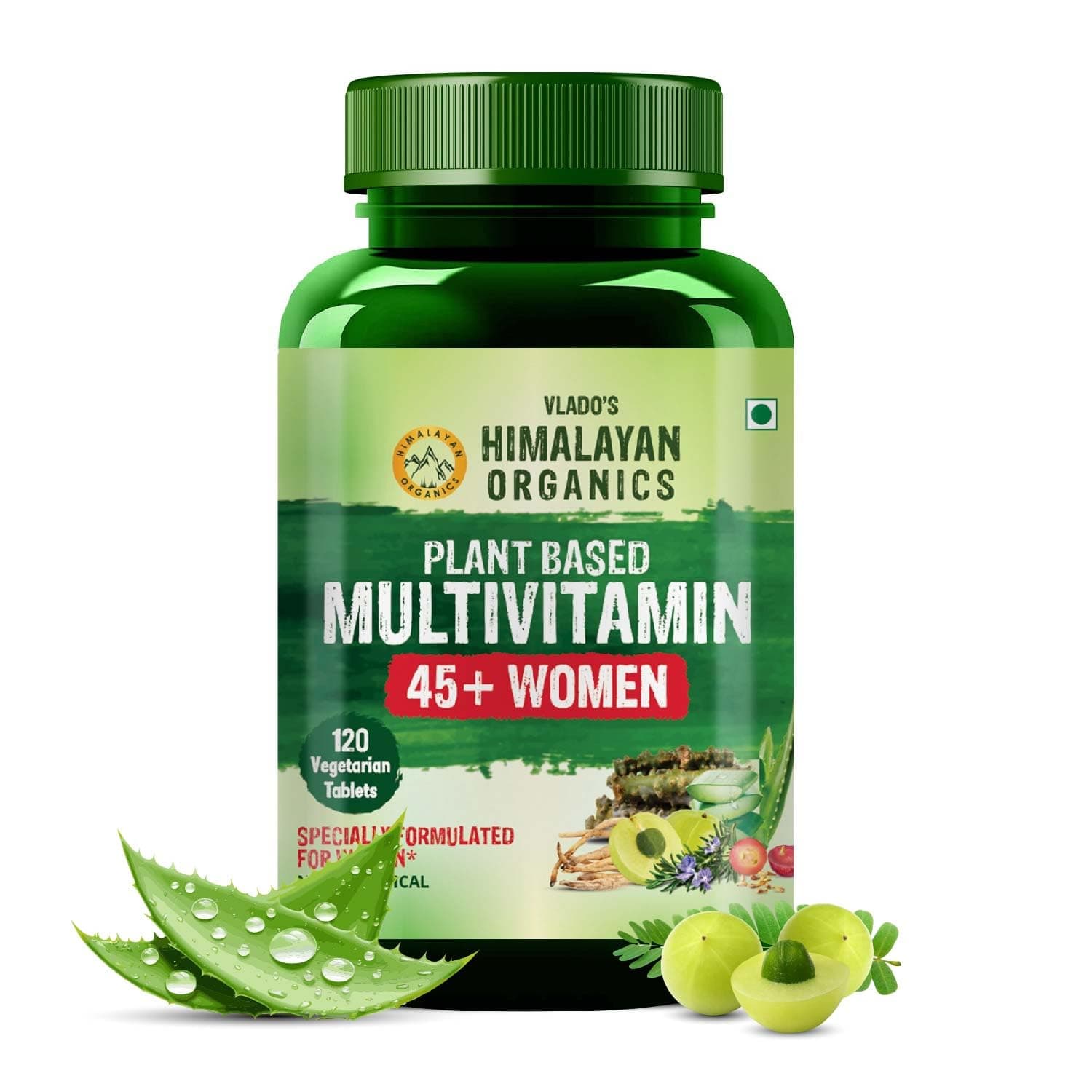Vlado’s Himalayan Organics Plant Based Multivitamin Women 45+ | Enhances Immunity | Boosts Energy Levels | Supports Memory | Good For Hair & Skin - 120 Veg Tablets