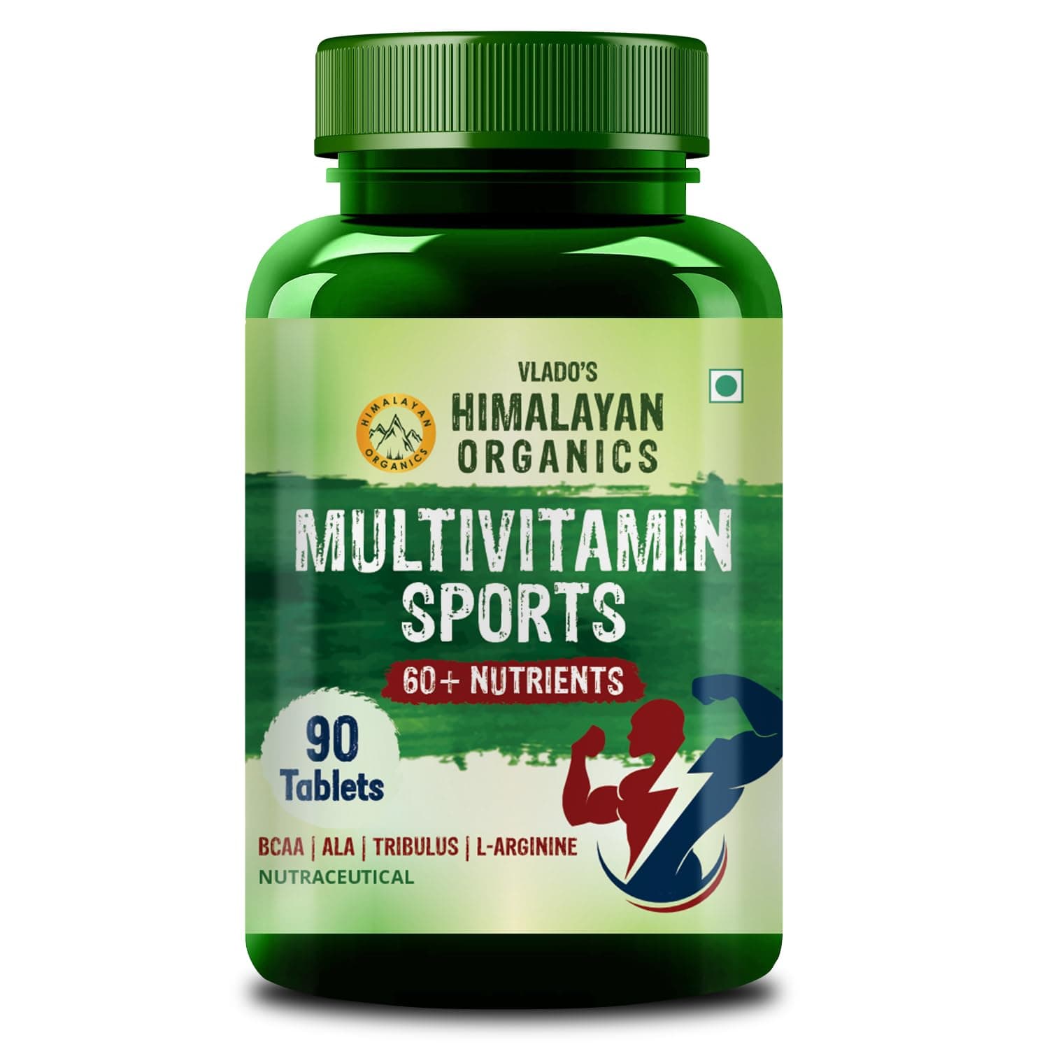 Vlado’s Himalayan Organics Multivitamin Sports 60+ Nutrients | Vitamin B1,B2,B3,B5,B6,B12,A,E,C,D,K,Biotin,Calcium,Zinc - 90 Tablets