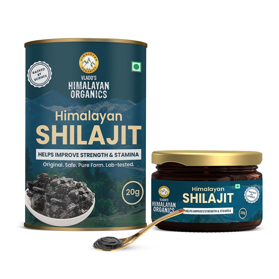 Vlado’s Himalayan Organics 100% Pure Shilajit/Shilajeet Resin to Boost Performance,Power, Stamina, Endurance, Strength With 75% Fulvic Acid & 85+ Trace Minerals Complex for Energy,Maximum Potency I 100% Ayurvedic I - 20 Grams
