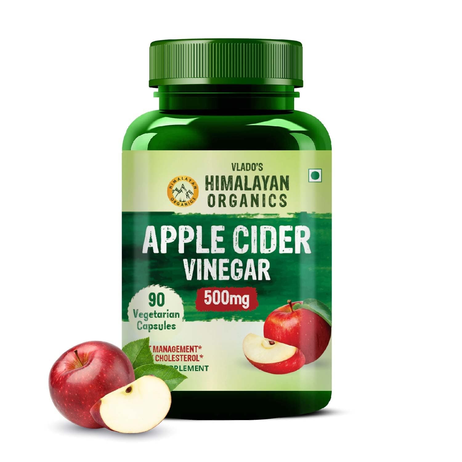 Vlado’s Himalayan Organics Apple Cider Vinegar 500mg Supplement for Weight Loss Management,Boost Energy | Improves Cholesterol Levels & Supports Digestive Health -90 Veg Capsules