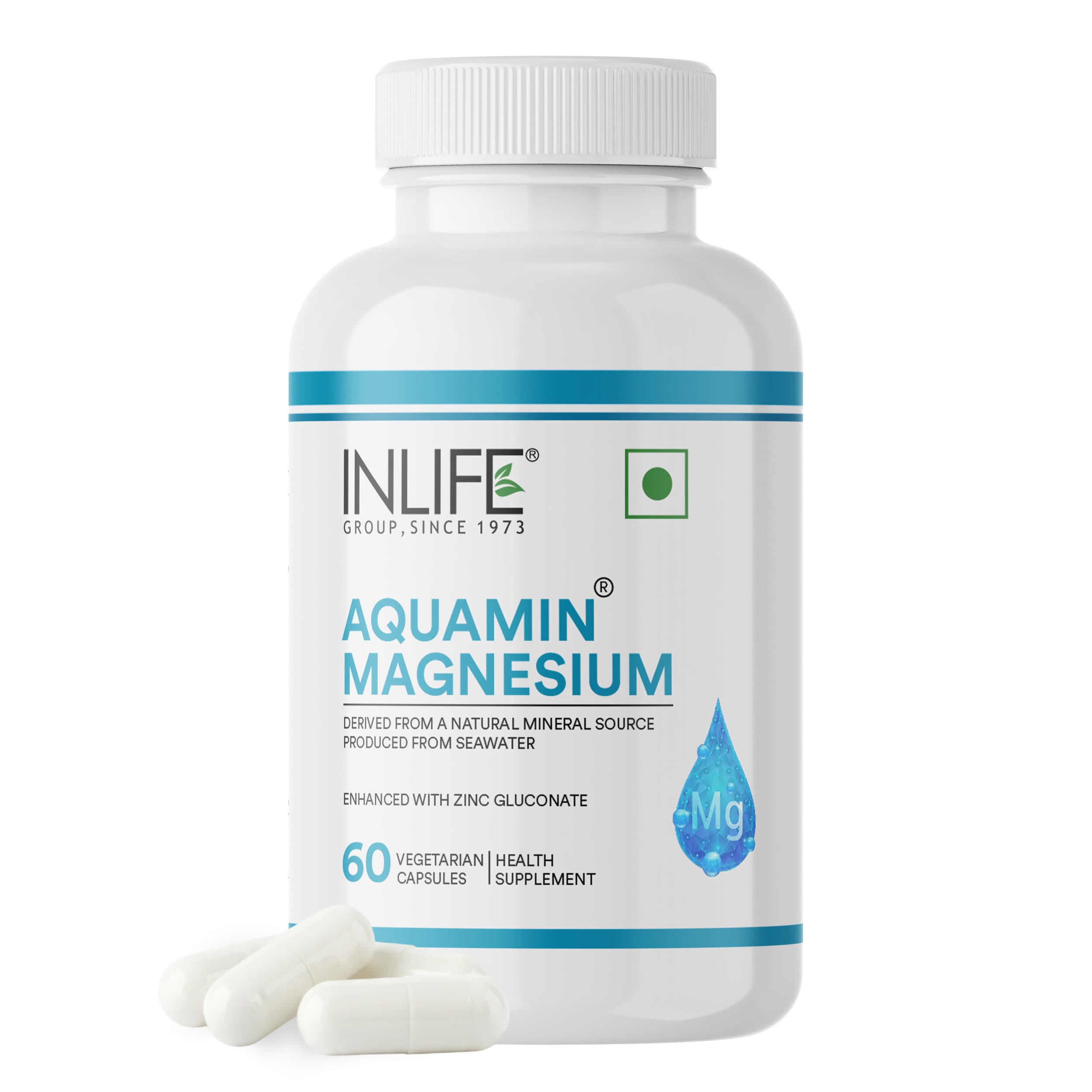 INLIFE Marine Magnesium Supplement 1060mg | Aquamin Mg Naturally Sourced from Red Algae with Zinc Gluconate | Multi-Mineral Complex | Supports Muscle Function, Energy, Metabolism & Daily Wellness | 60 Vegetarian Capsules