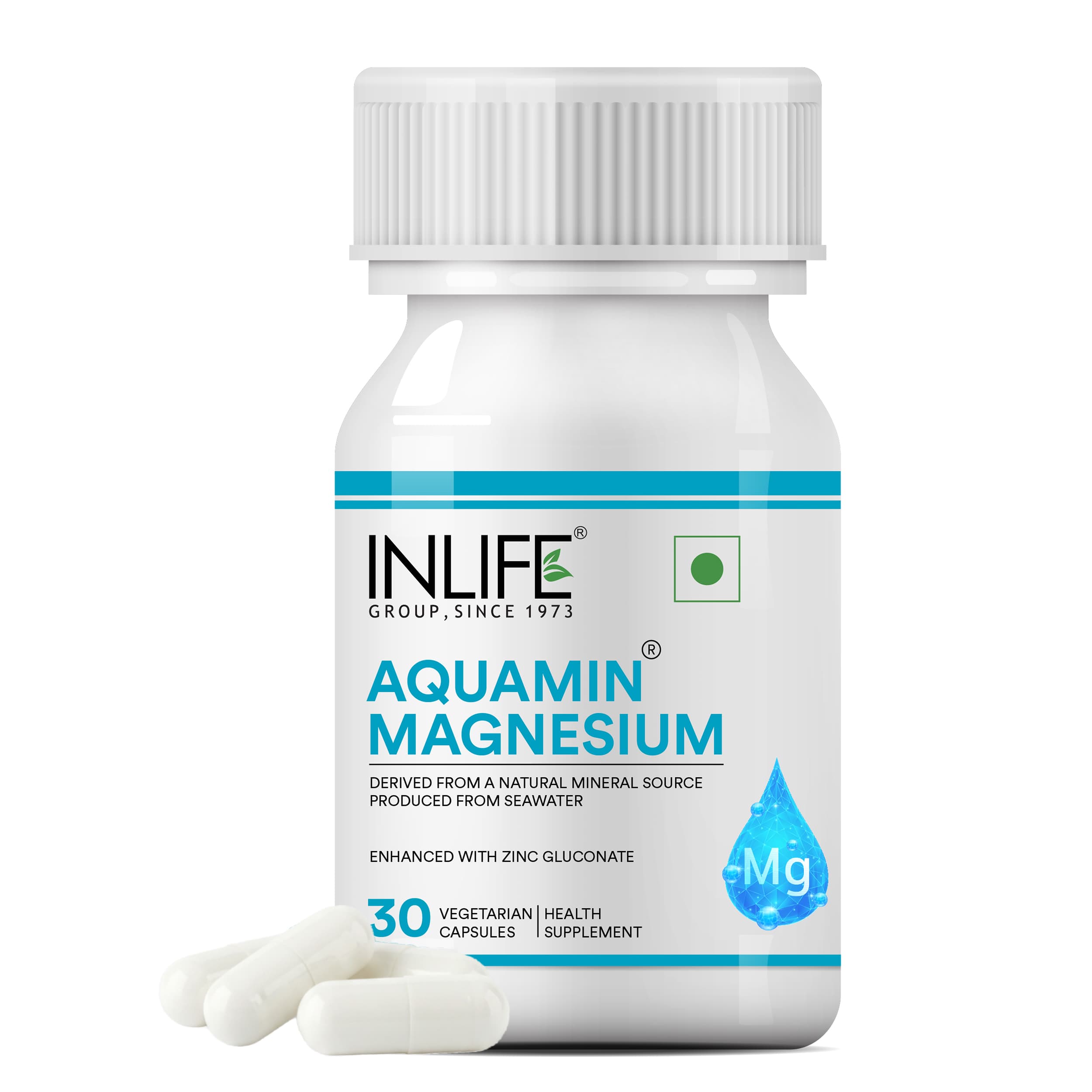 INLIFE Marine Magnesium Supplement 1060mg | Aquamin Mg Naturally Sourced from Red Algae with Zinc Gluconate | Multi-Mineral Complex | Supports Muscle Function, Energy, Metabolism & Daily Wellness | 30 Vegetarian Capsules