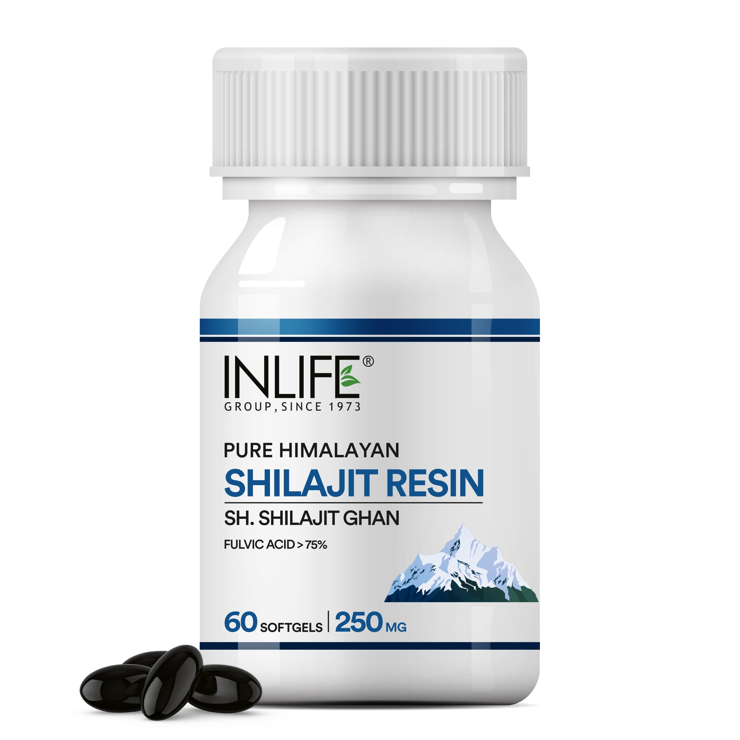 INLIFE Shilajit Resin Softgel Capsules 250mg for Men & Women | Himalayan Sourced 18000 ft | Contains >75% Fulvic Acid | Supports Energy, Stamina & Strength  - 60 Softgels