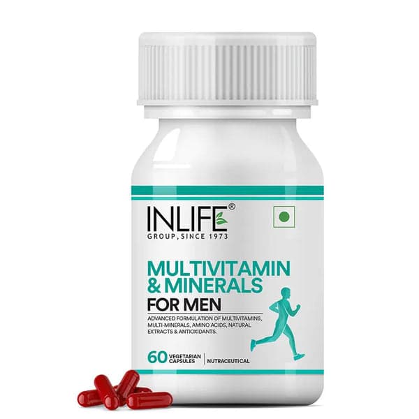 INLIFE Multivitamin for Men with Biotin Ginseng Ashwagandha Zinc Magnesium Vitamin D3 B12 & Minerals Amino Acids Antioxidants Daily Formula Supplement - 60 Capsules (Pack of 1, 60)