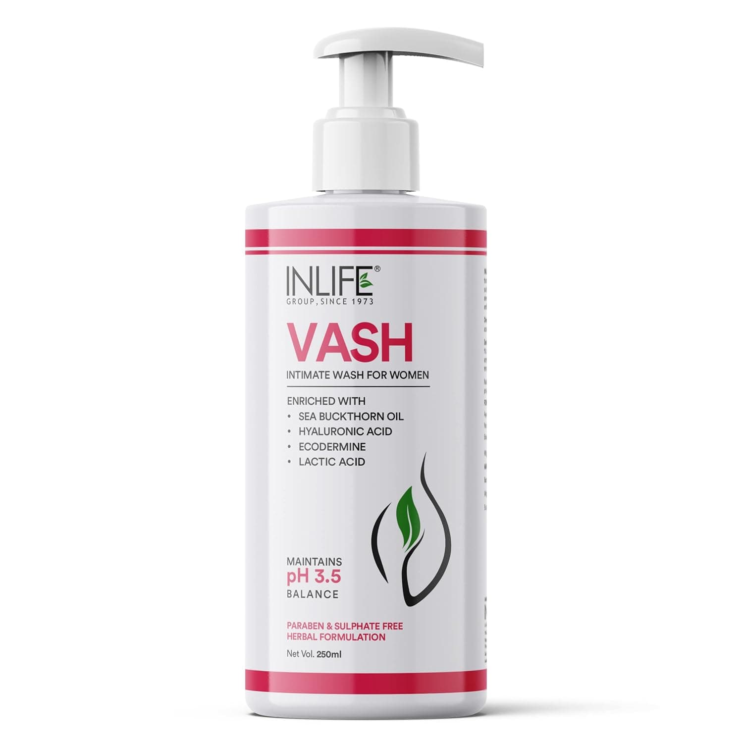 INLIFE Vash Intimate Wash for Women 250ml | Intimate Hygiene | Feminine Wash for Odour, Anti-Bacterial properties | Maintains pH levels (Pack of 1, 250)