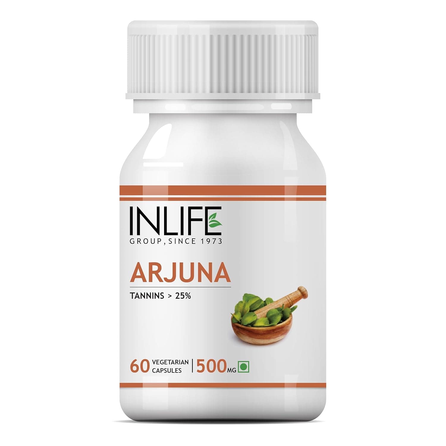 INLIFE Arjuna Capsules 500mg | Herbal Extract | Better Absorption & Reduced Additives than Tablets | Ayurvedic Supplement - 60 Vegetarian Capsules