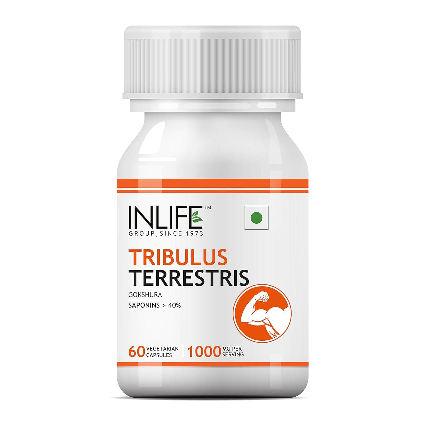 INLIFE Tribulus Terrestris For Men | Gokshura with Saponins 40%, 1000mg per serving - 60 Vegetarian Capsules (Pack of 1, 60)