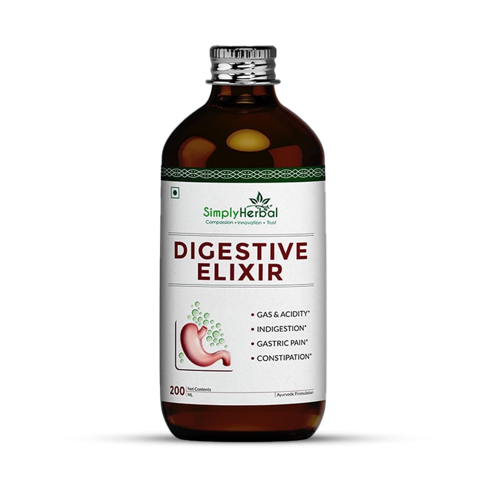 Simply Herbal Ayurvedic Digestive Elixir Syrup Tonic Enriched With 37 Digestion Enzymes Supplement for Gas & Acidity, Constipation, Bloating, and Improve Immune System - Pack of 1 (200ml each)