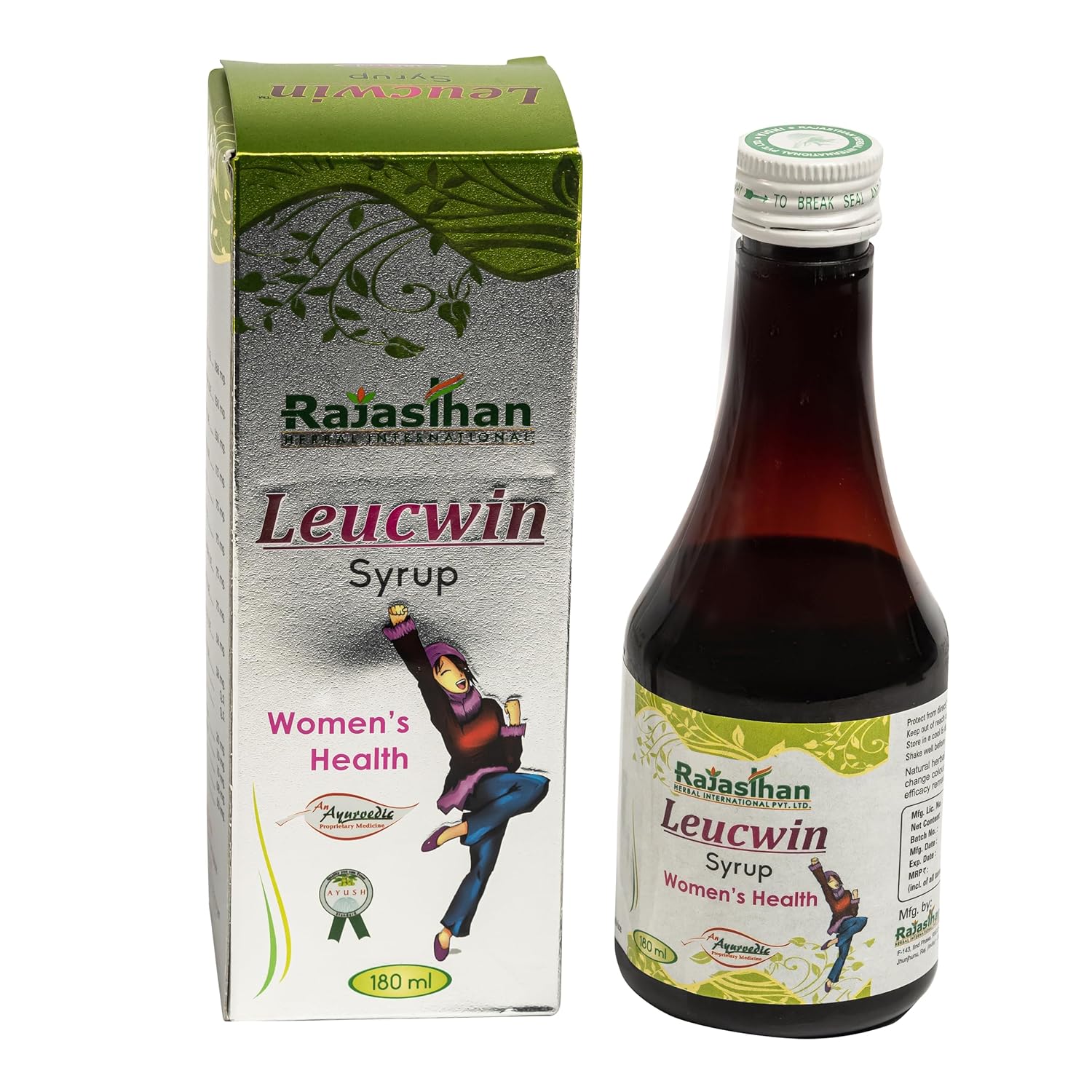 LEUCWIN SYRUP by Rajasthan Aushdhalaya for Women - 180ml Syrup - Helpful in leucorrhoea