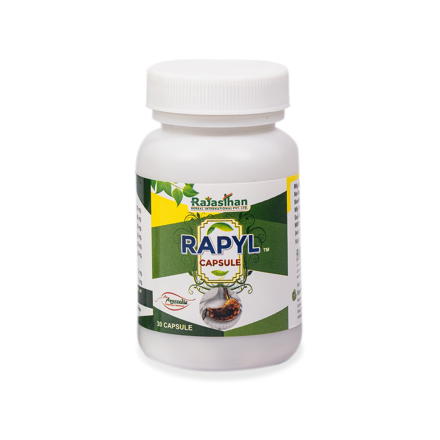 RAPYL Capsules by Rajasthan Aushdhalaya |Indication - Gas | Constipation| Alleviate Digestive |Acidity | Improve Digestion | 30 Capsules