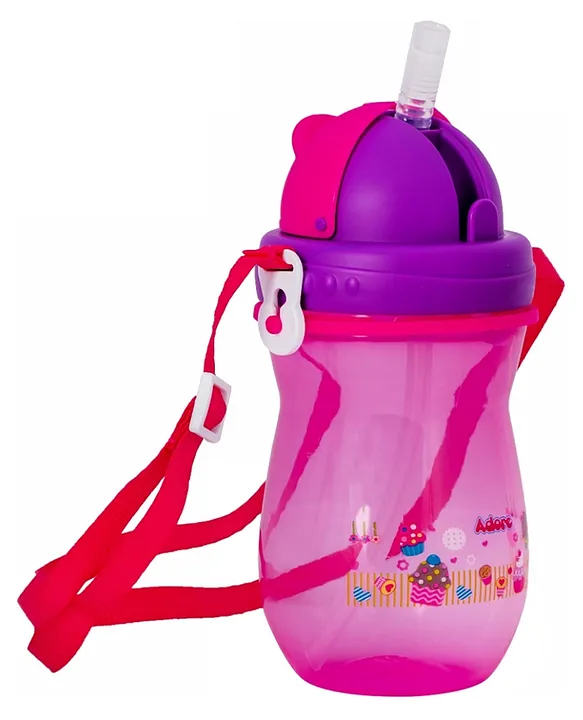 IDAHO Straw Sipper with Shoulder Strap - 300ml - Pink