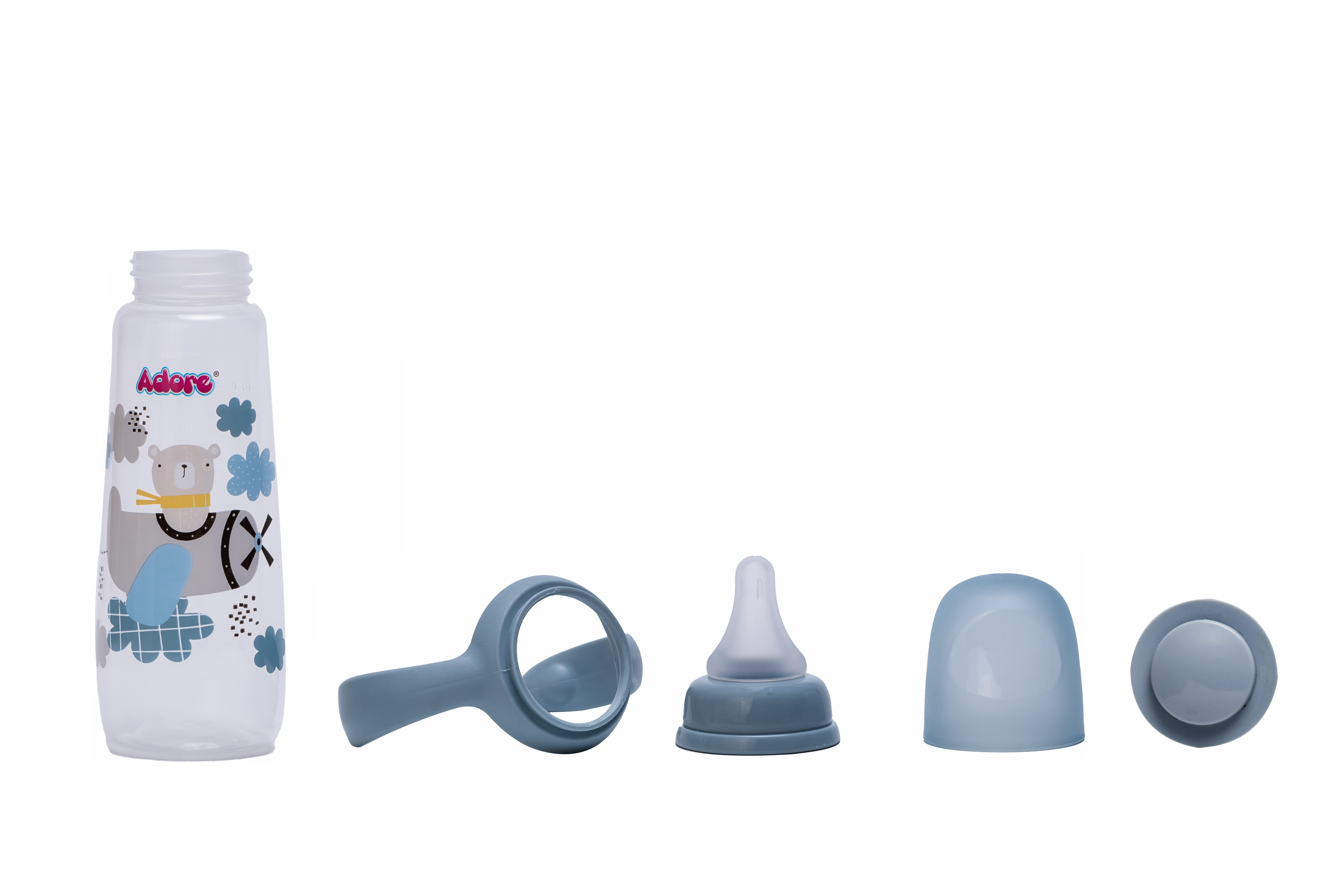 England Narrow Neck Feeding Bottle with Handle - 250ml- 3pcs Pack Multicolor