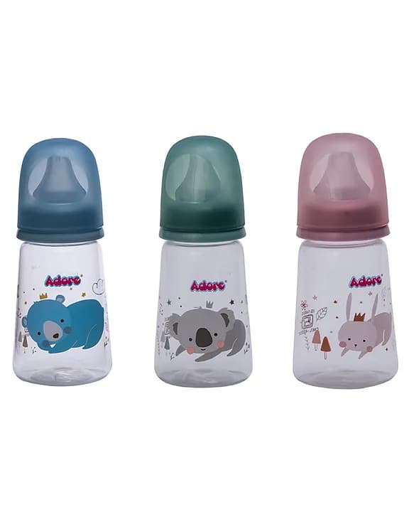 England Narrow Neck Feeding Bottle - 125ml - Pack of 3 Multicolor