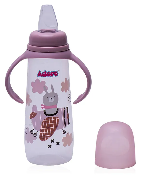 Petite Snr! The Long Narrow Neck Soft spout sipper with Twin Handle 250ml - Pink