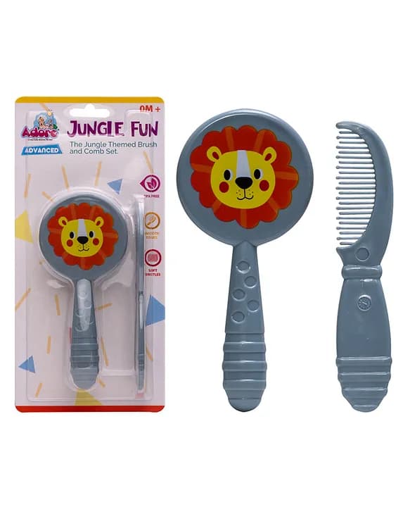 Jungle Fun! The Jungle Themed Baby Brush & Comb set - Blue